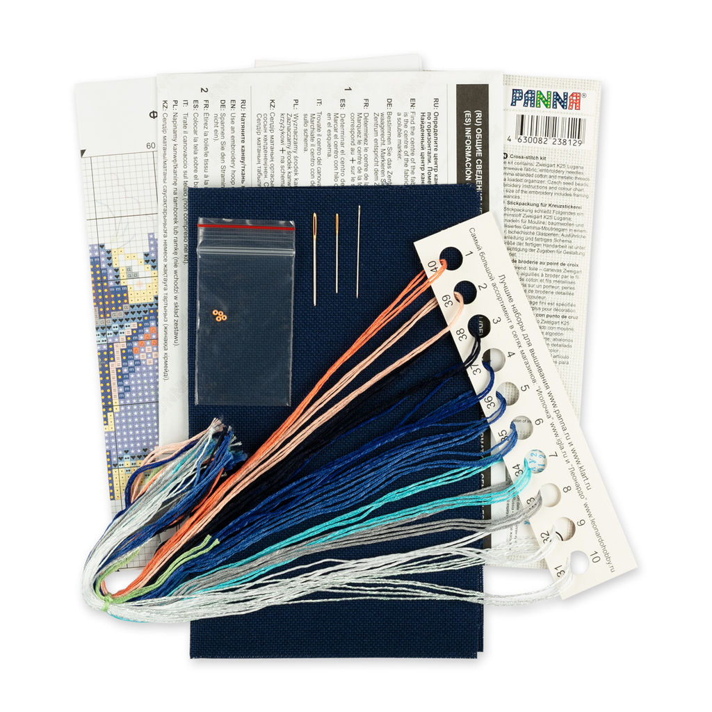 Набор для вышивания PANNA J-7271 Фантазийные жуки. Сапфир и физалис 12.5 х 9 см