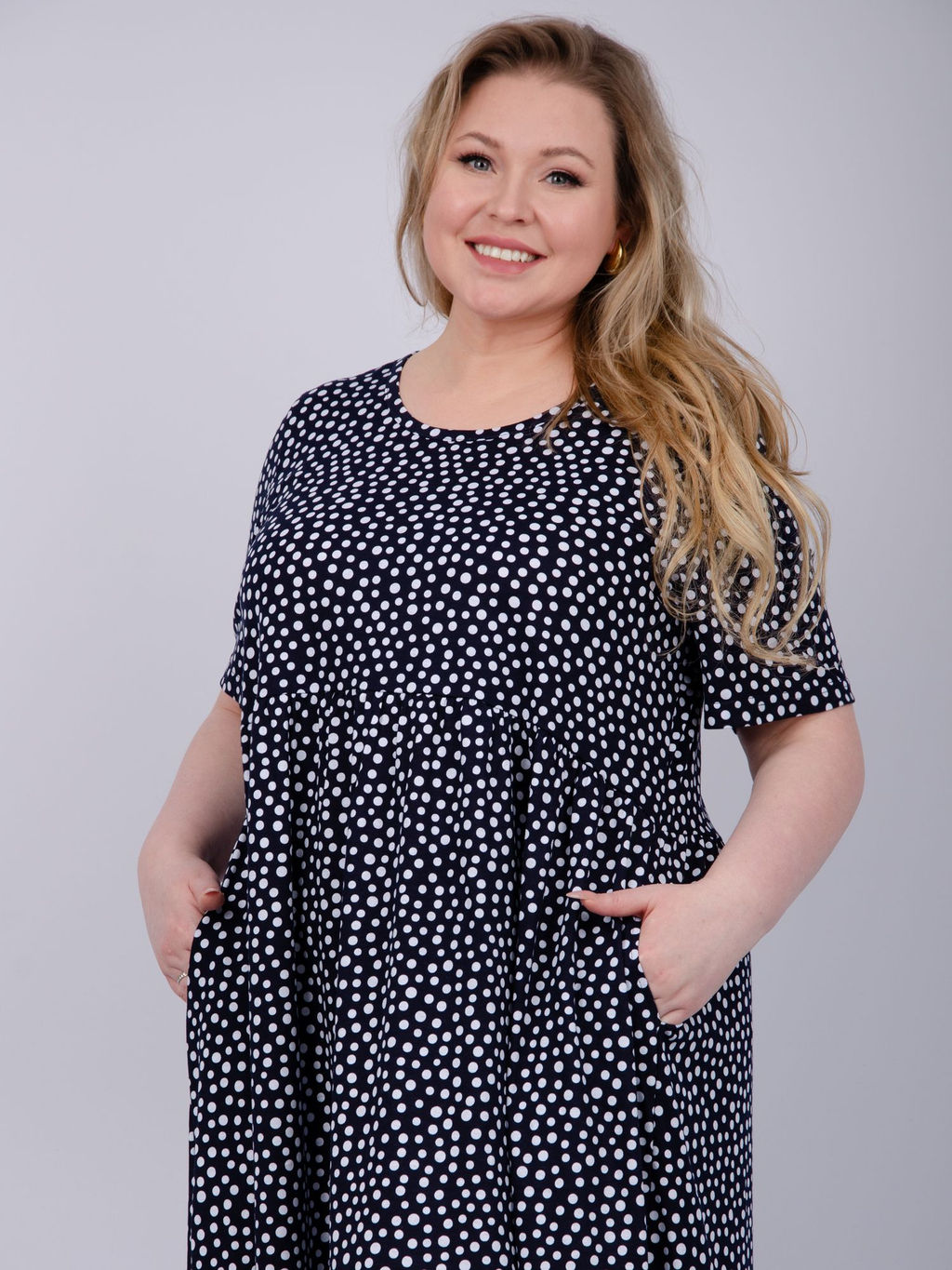 Платье "Диона" горох, трикотаж (М)