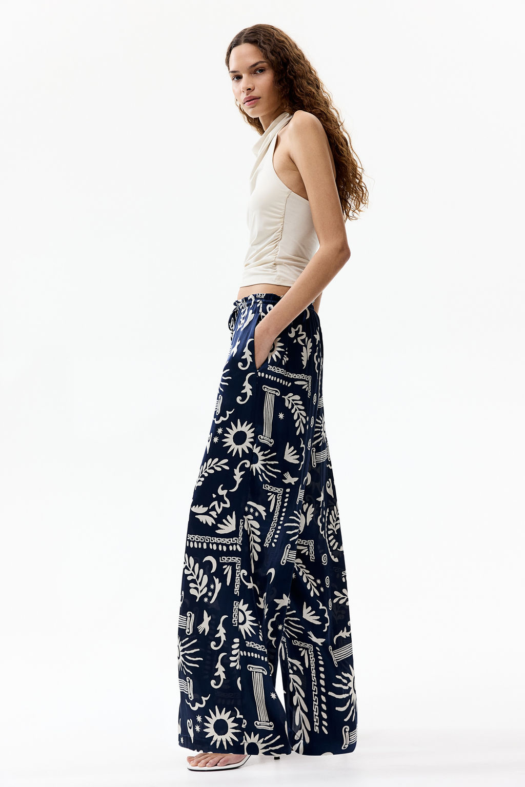 Pantal?n de sat?n con cord?n de ajuste - H&m фото 7