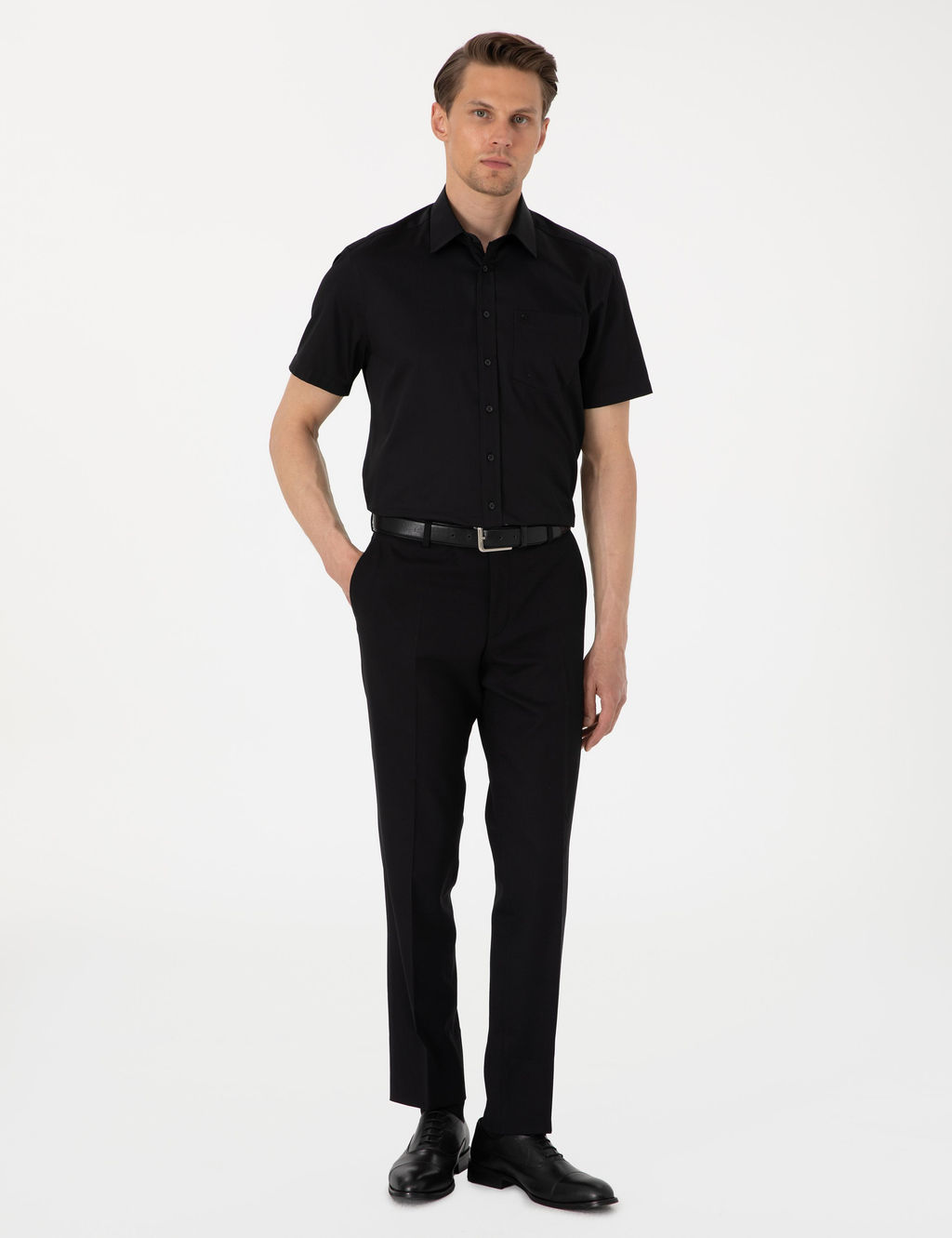 Siyah Regular Fit Uzun Kollu Basic G_mlek