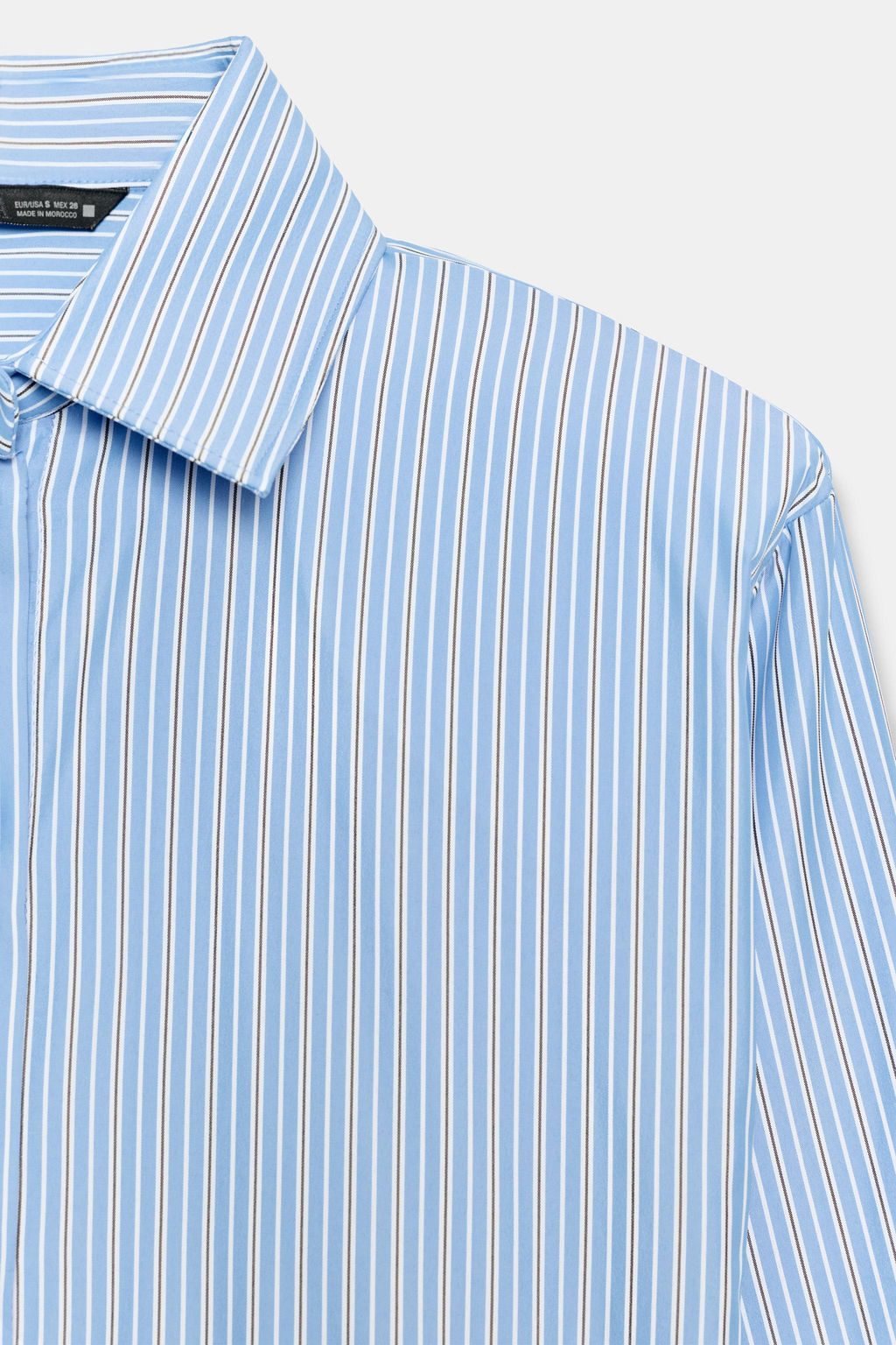CAMISA RAYAS POPEL?N HOMBRERAS / Azul / Blanco - Zara фото 10