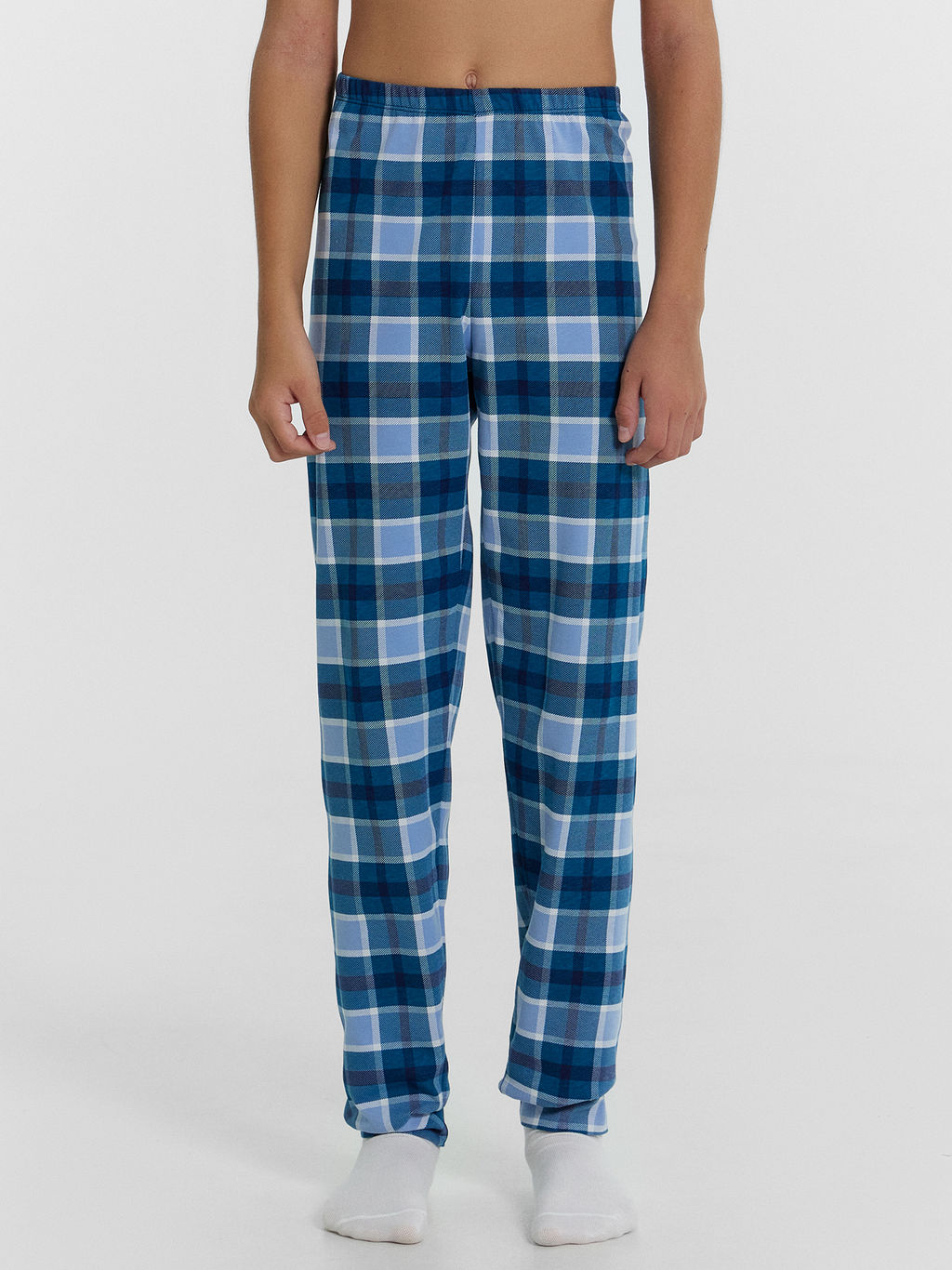 Комплект для мальчиков (футболка, брюки) светло-молочный в бирюзовую клетку - Mark formelle фото 4