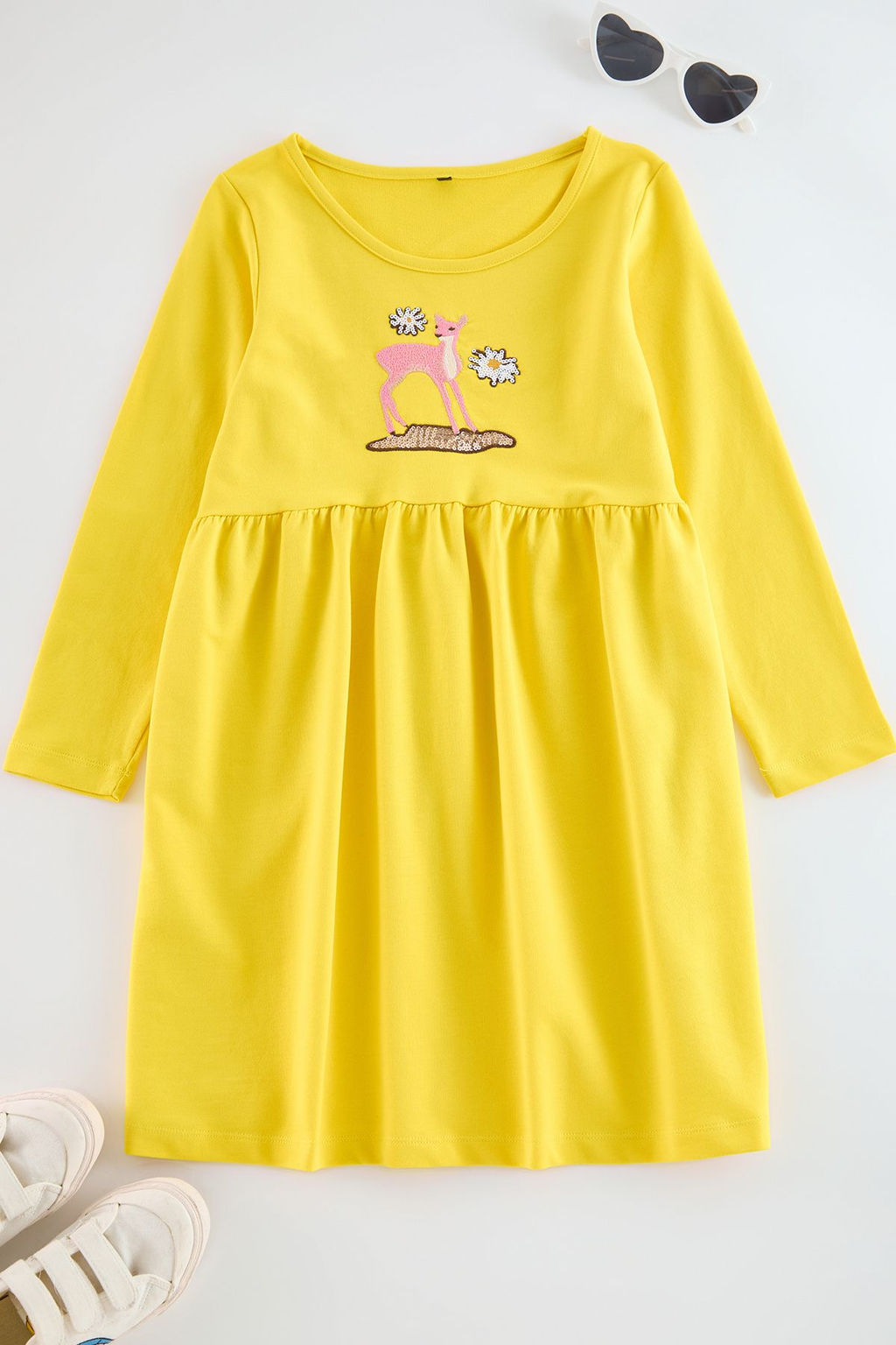 Pembe K?z Cocuk Midi Kurdele Desenli Pamuklu Orme Elbise TKDAW25EL00008 - Trendyolmilla фото 6