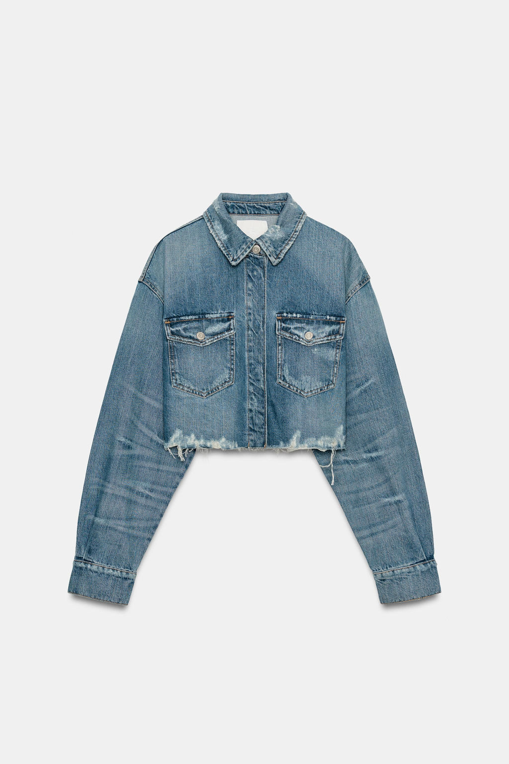 TRF CROP DENIM OVERSHIRT - Zara фото 5