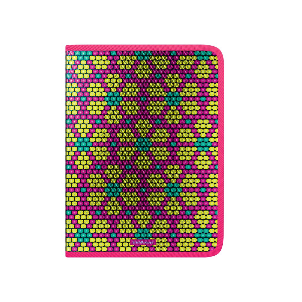 Цена за 4 шт. Папка для тетрадей на молнии пластиковая ErichKrause® Pink&Yellow Beads, А4 (в пакете по 4 шт.)