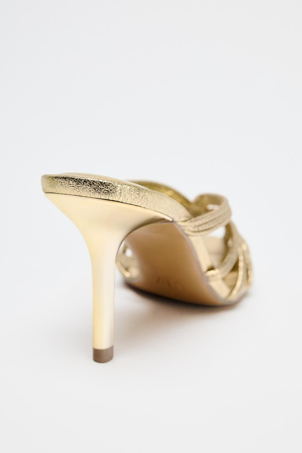 METALLIC STILETTO HEEL SANDALS - Zara фото 4