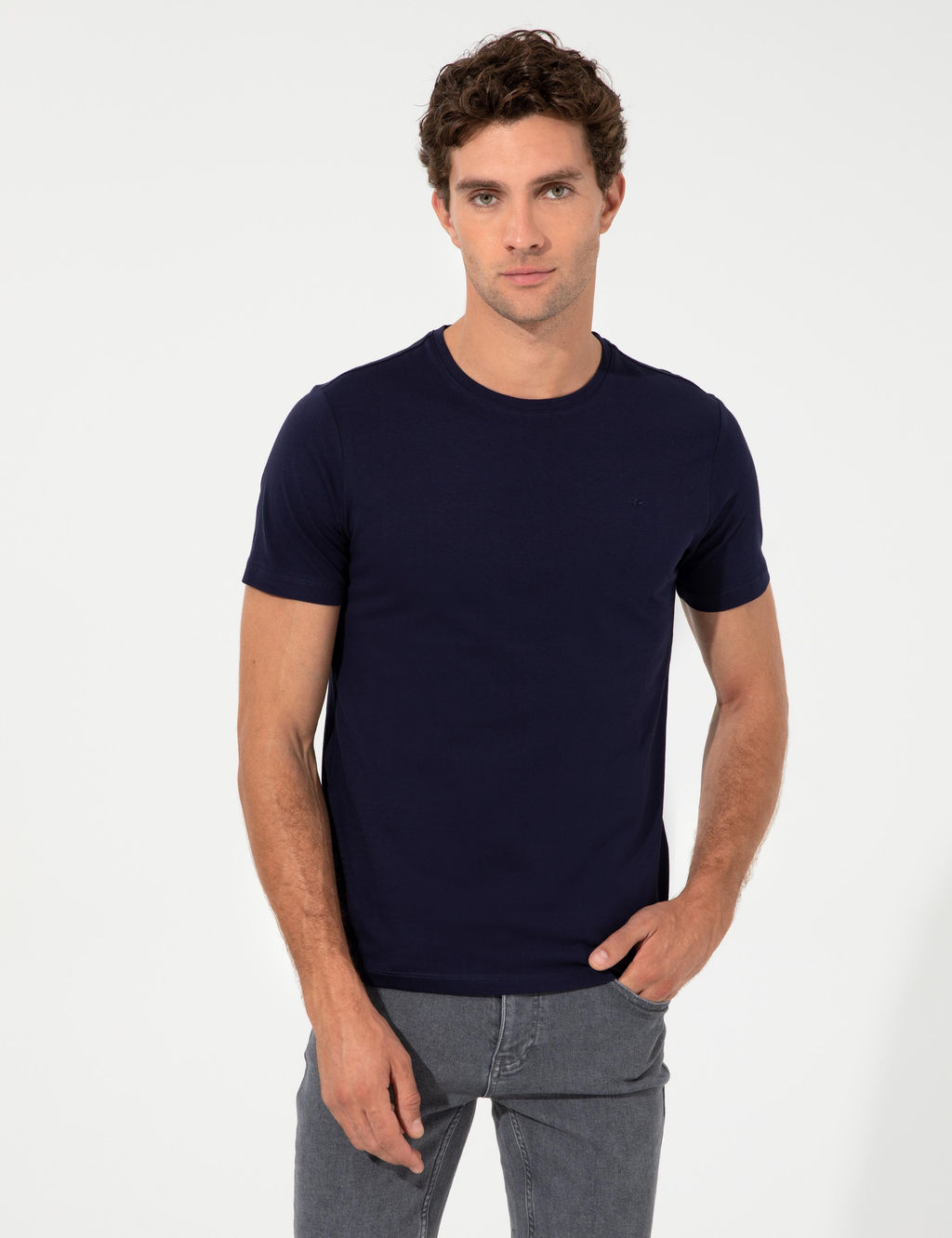 Темно-синяя облегающая базовая футболка - Cacharel фото 7