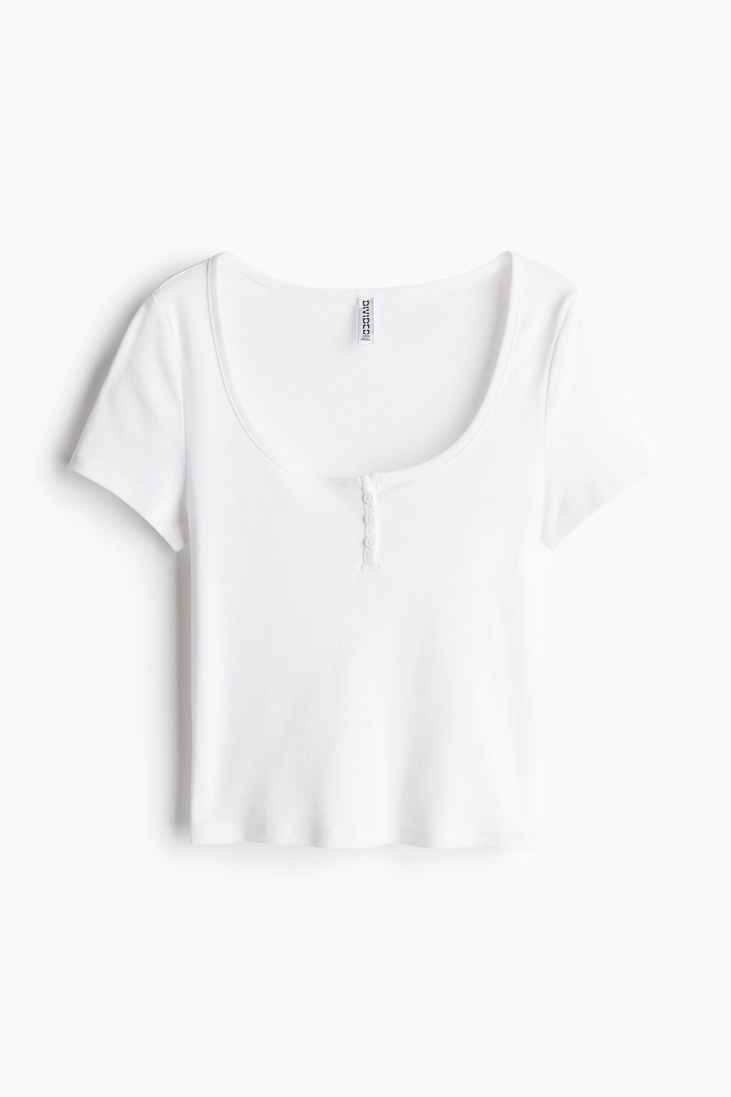Camiseta con escote en U y tapeta de botones - H&m фото 2