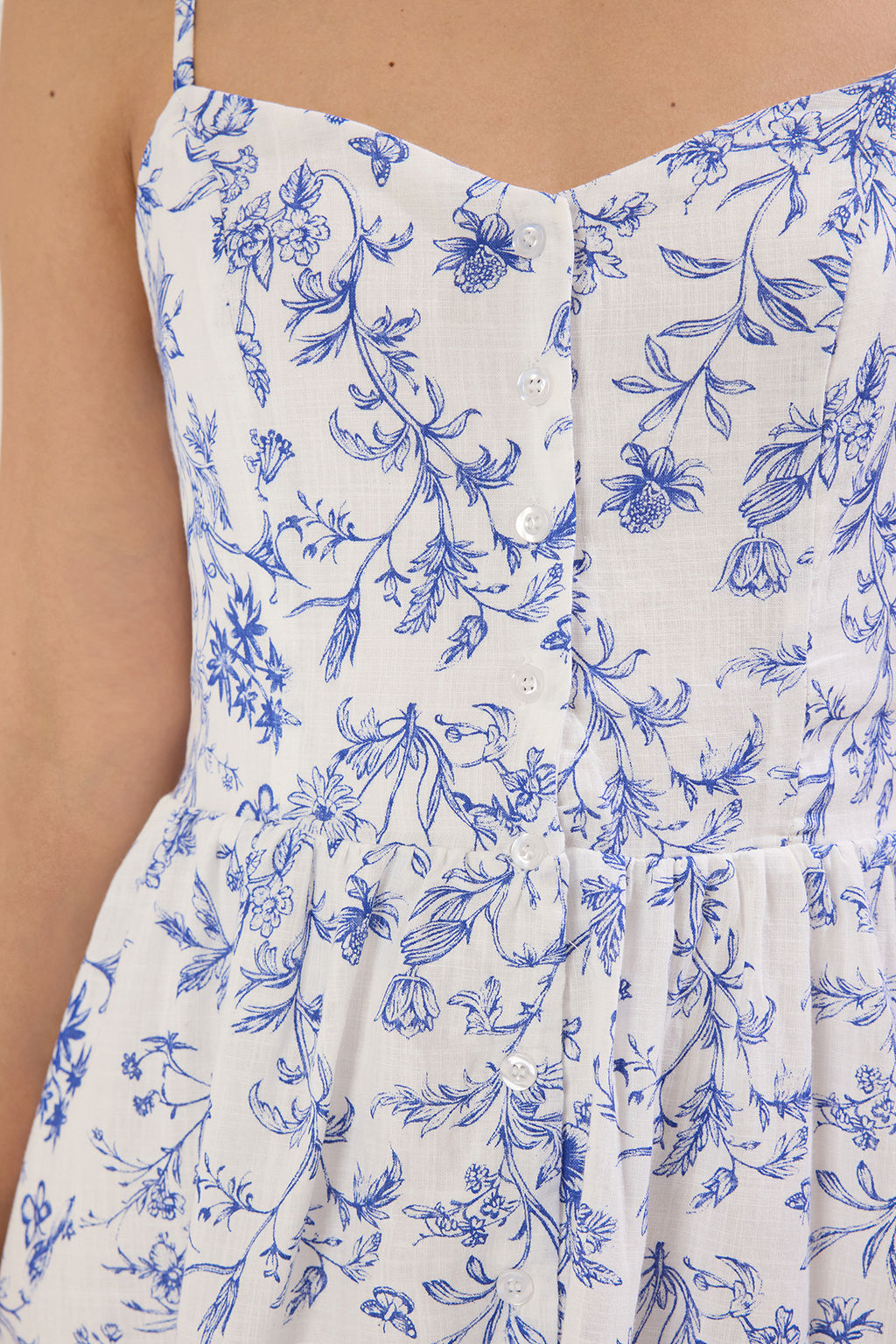 TRENDYOLMILLA Ekru Cicekli A Kesim Astarl? Midi Dokuma Elbise TWOSS25EL00524  фото 7