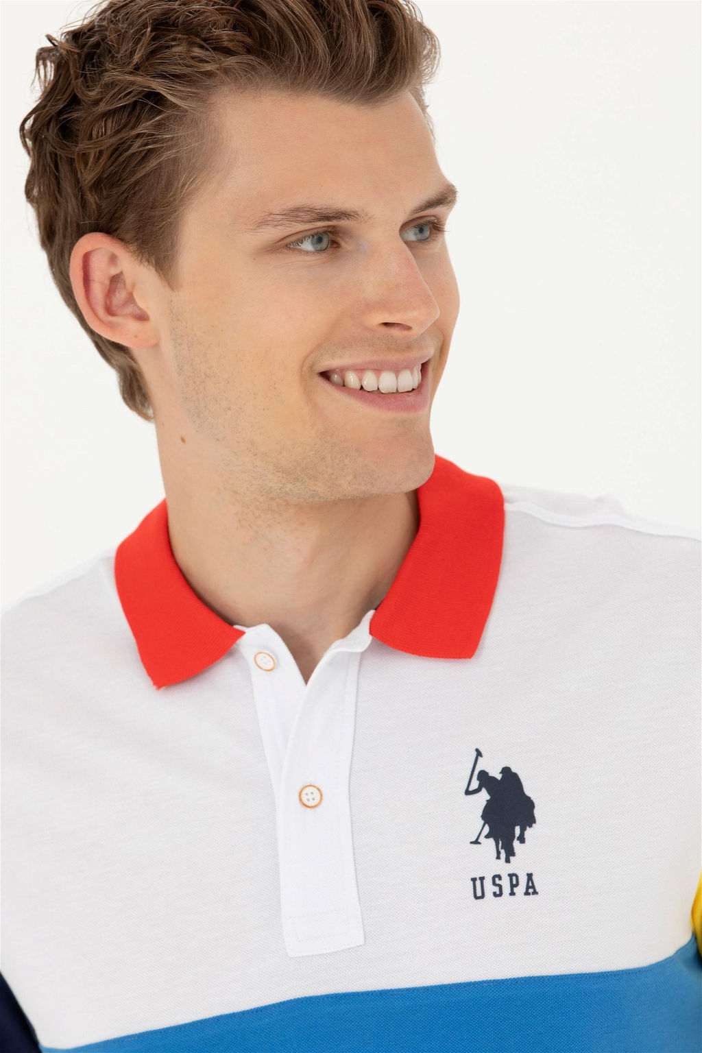 Мужская белая футболка с воротником-поло - U.s. polo assn фото 2
