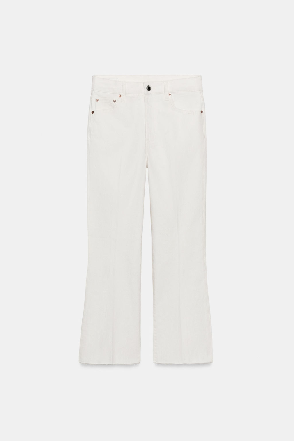 JEANS ZW COLLECTION CROPPED FLARE TIRO MEDIO / Blanco - Zara фото 7
