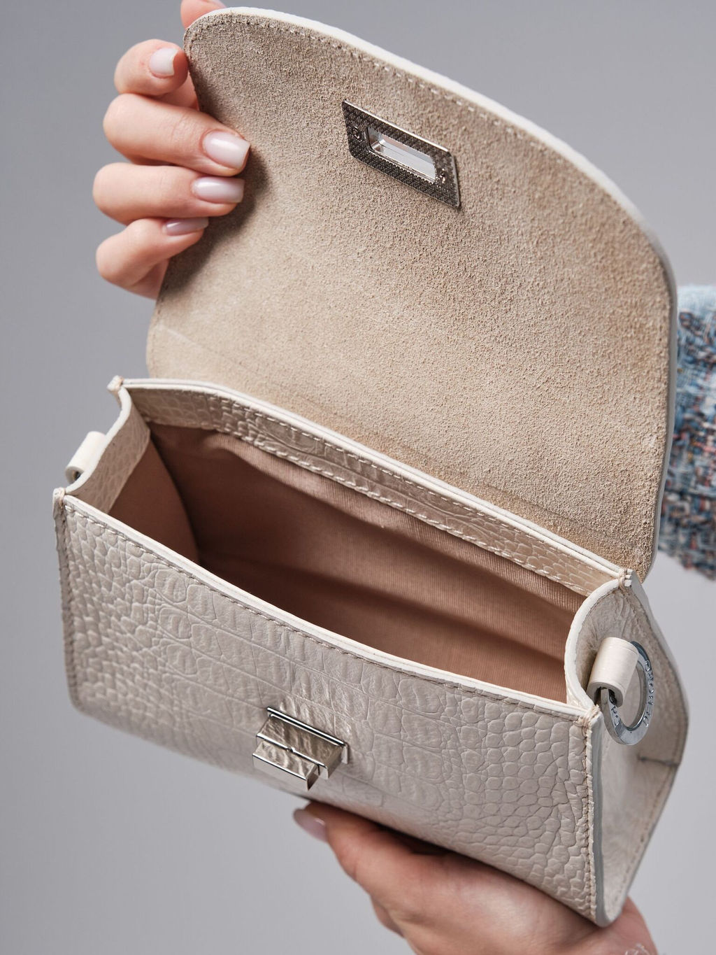 Сумка кросс-боди Deboro 31033 крок/бежевый лен