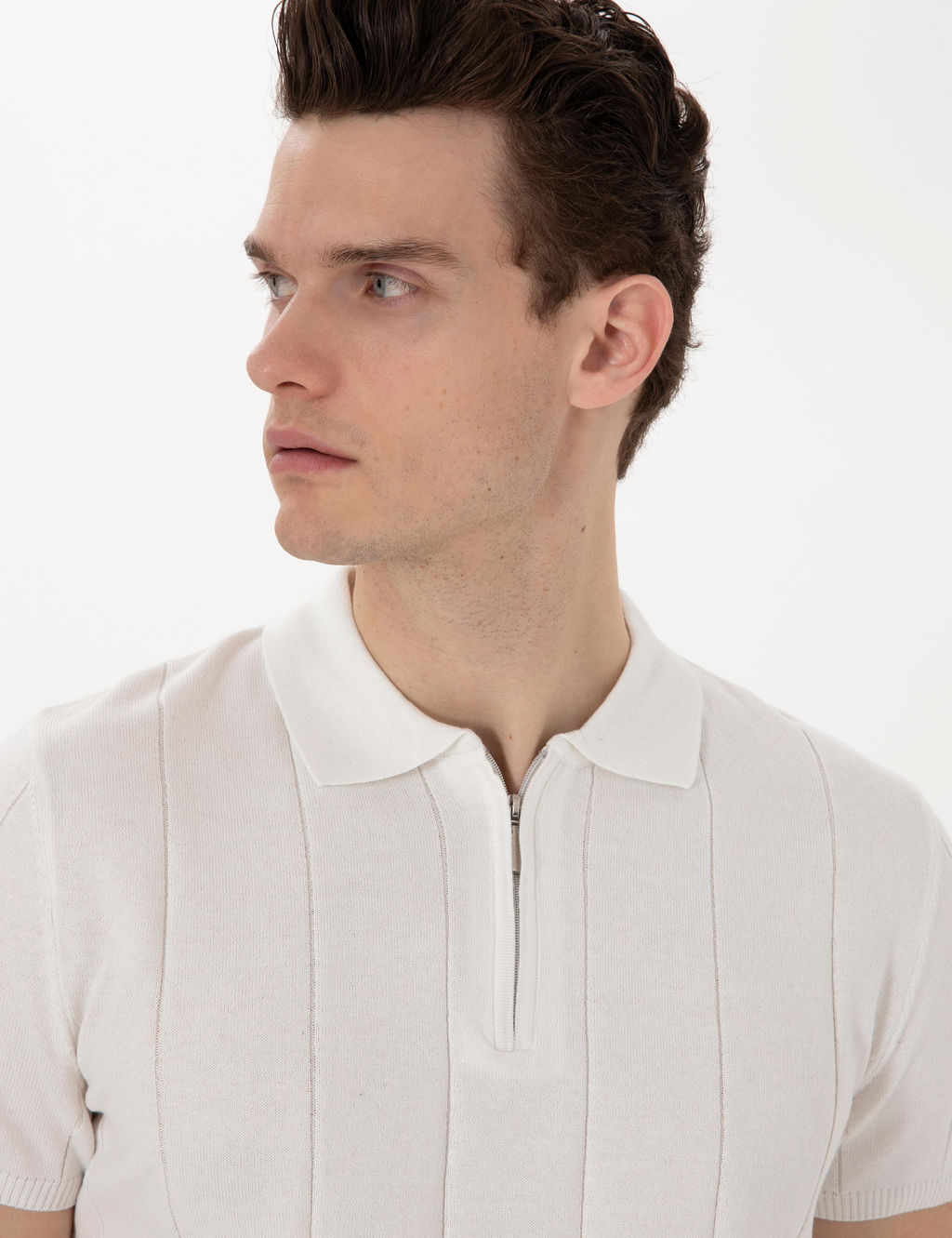 Ekru Slim Fit Fermuarl_ Polo Yaka Triko Ti__rt - Pierre cardin фото 2