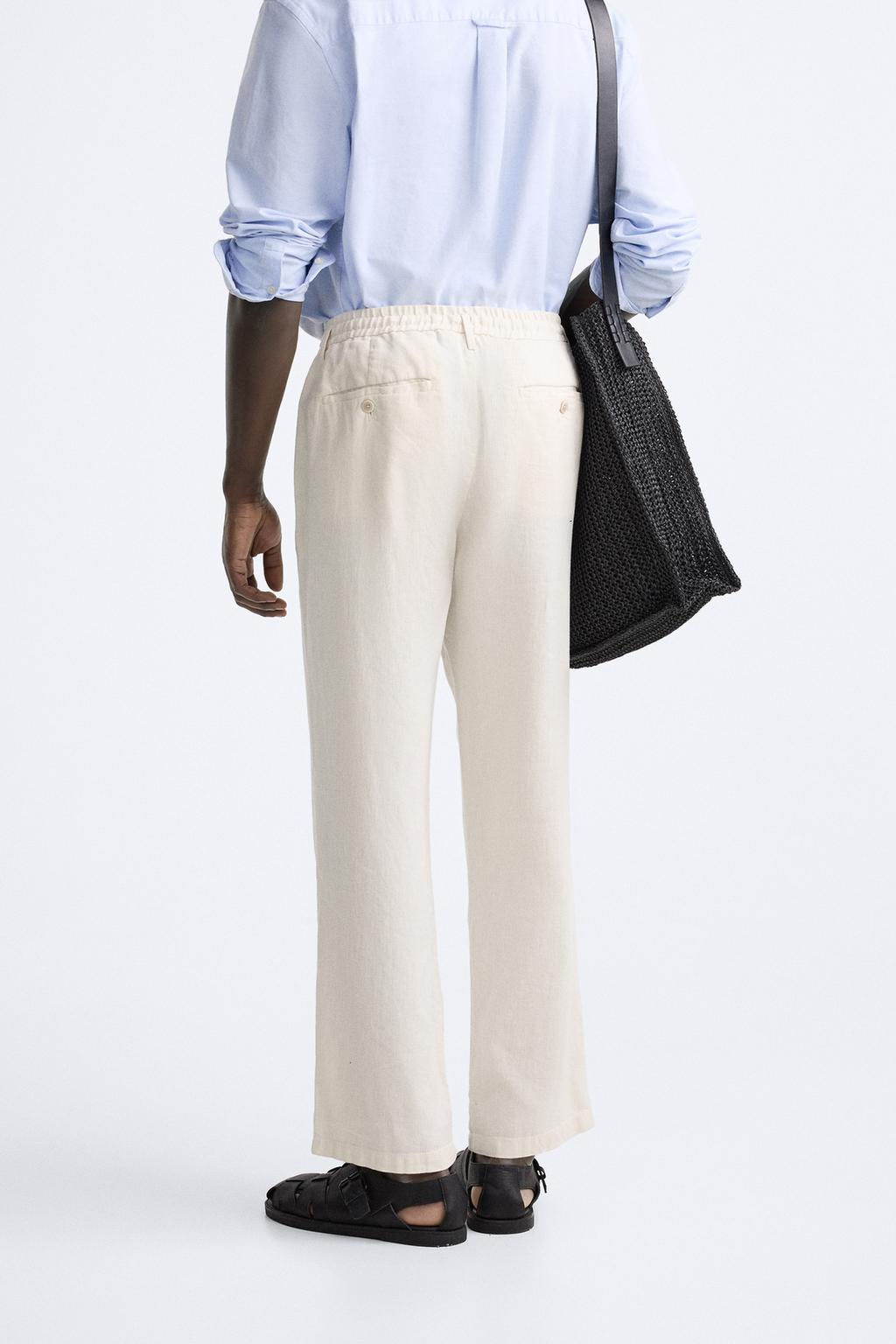 PLEATED COTTON - LINEN TROUSERS - Zara фото 3