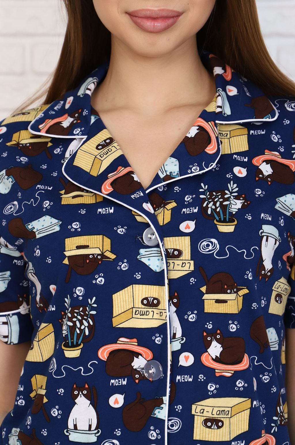 Женская хлопковая пижама с шортами Trikotel  фото 4