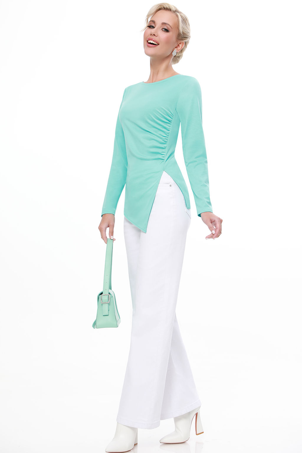 Блузка светло-бирюзовая с асимметричным низом - Dstrend фото 2