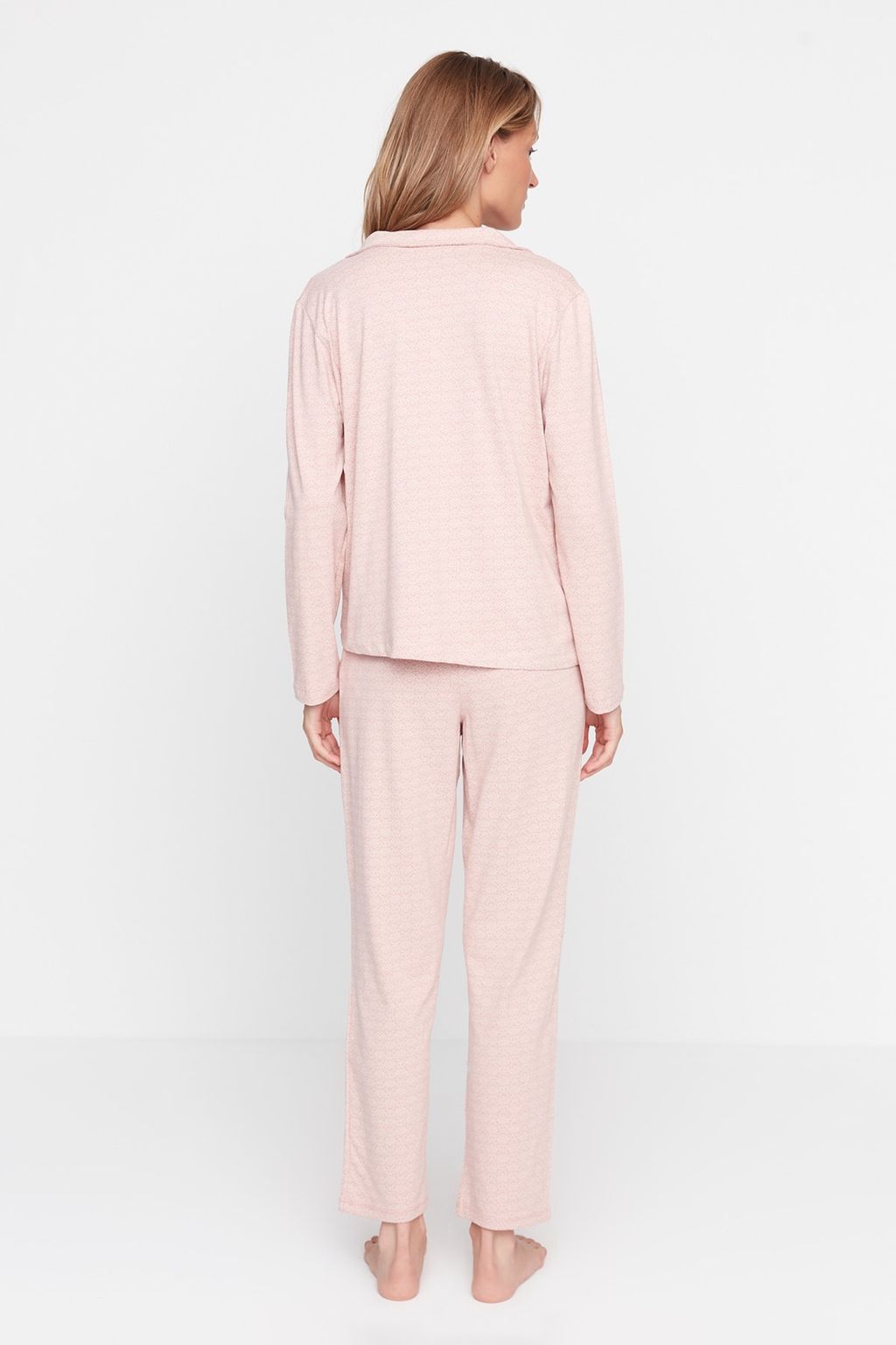 Pudra %100 Pamuklu Bask?l? Orme Pijama Tak?m? THMAW20PT0265