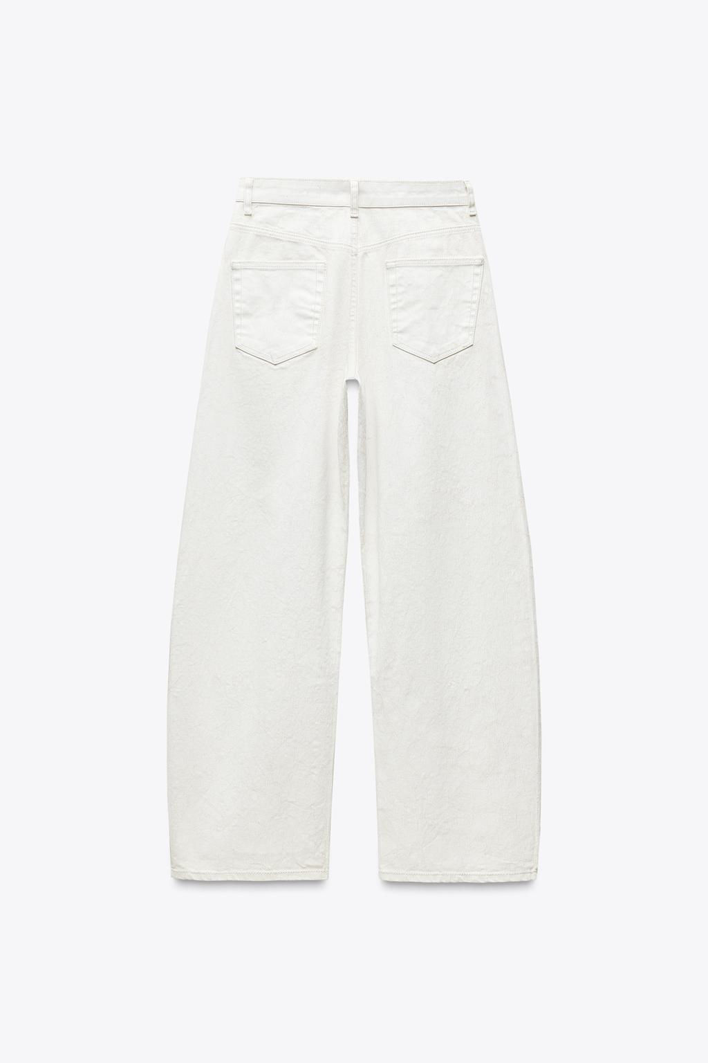 ZW COLLECTION TAPERED MID-WAIST WAXED CRACKLED JEANS - Zara фото 6