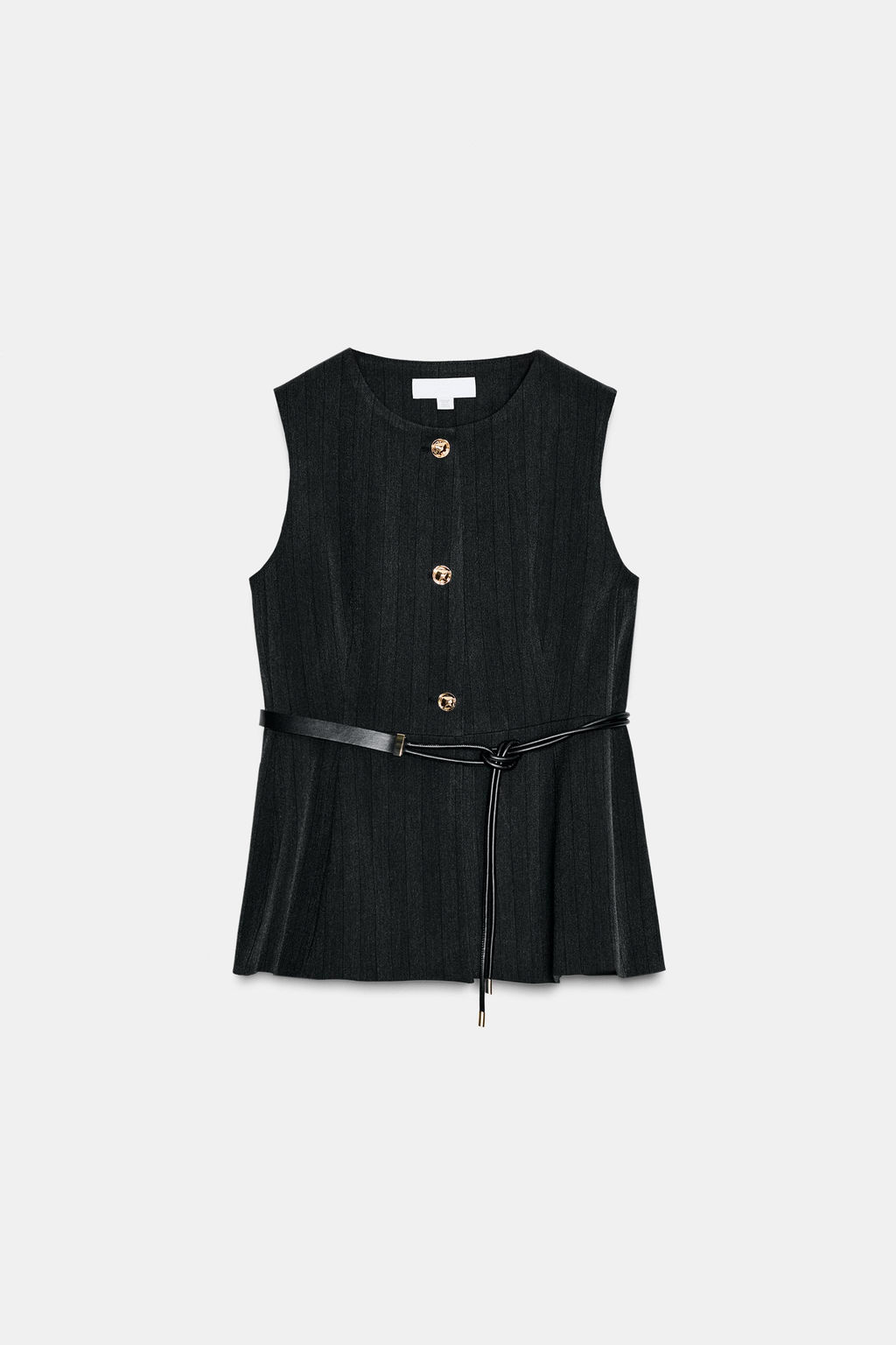 HERRINGBONE PEPLUM WAISTCOAT WITH BELT - Zara фото 6