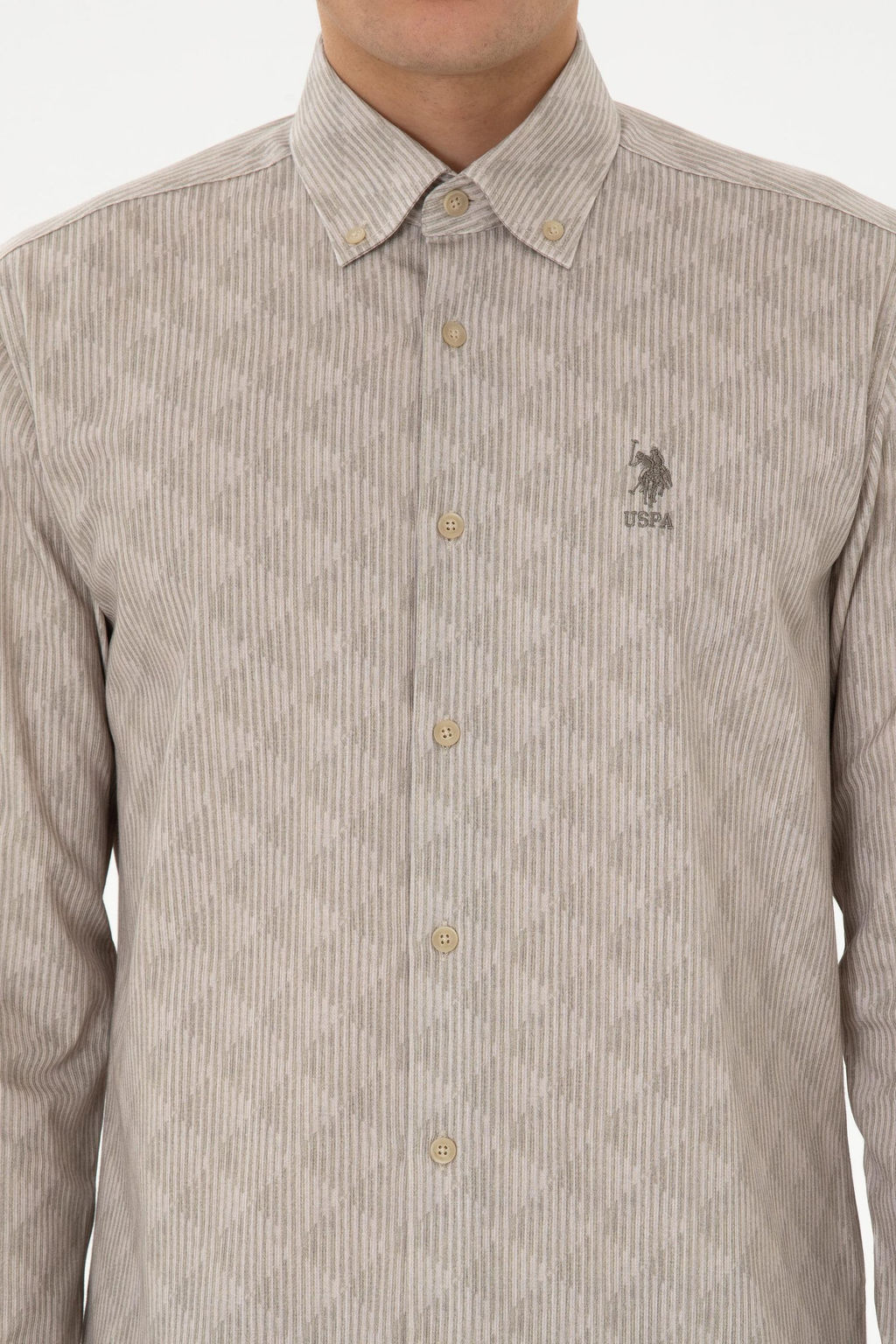 Erkek A__k Haki Uzun Kollu G_mlek - U.s. polo assn фото 6