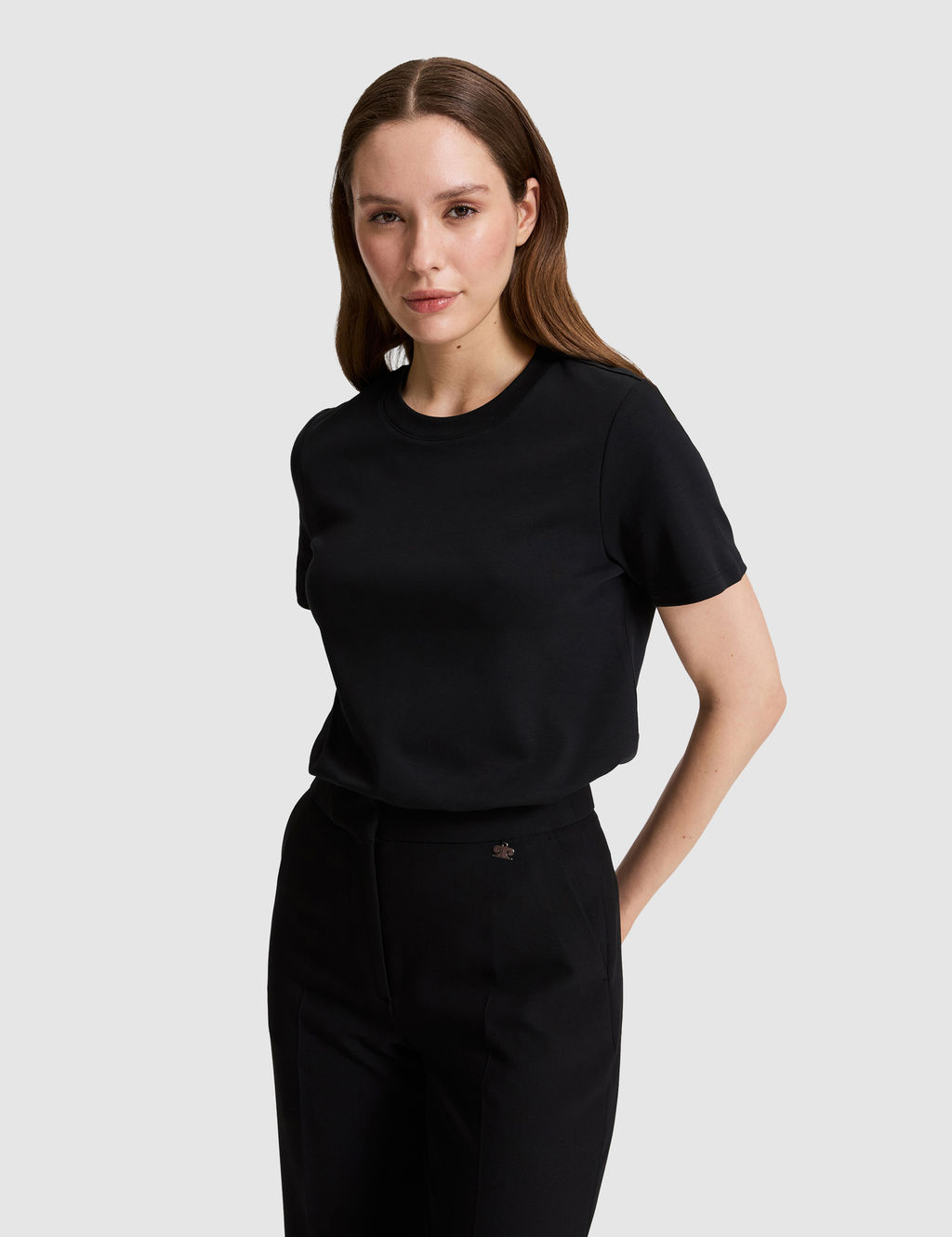 Siyah Regular Fit Bisiklet Yaka Basic Ti__rt