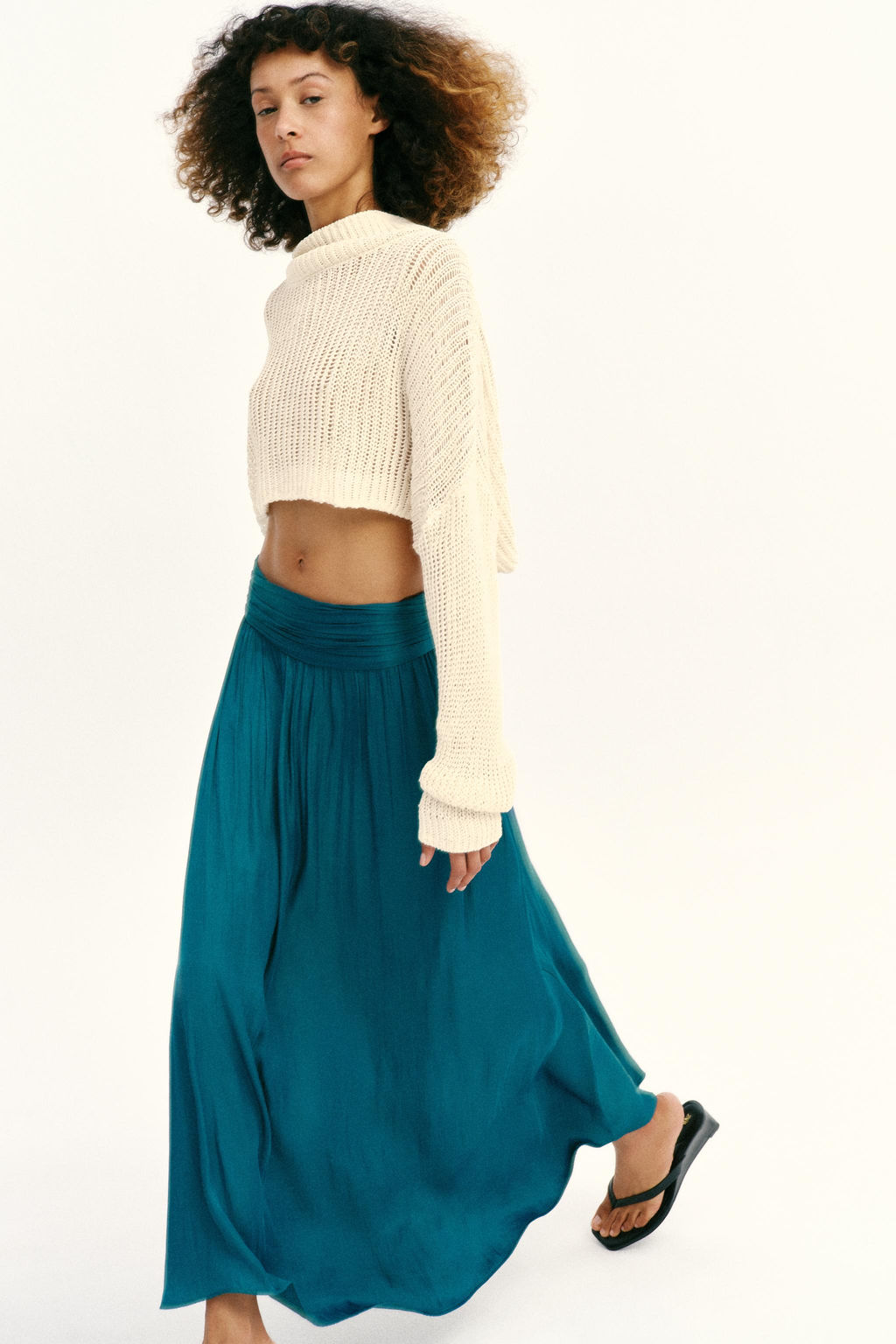 FALDA MIDI SATINADA / Azul pato - Zara фото 5