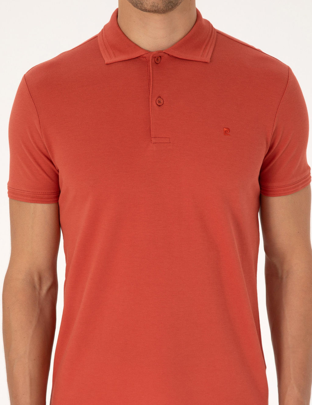 Kiremit Slim Fit %100 Pamuk K_vr_lmaz Polo Yaka Basic Ti__rt