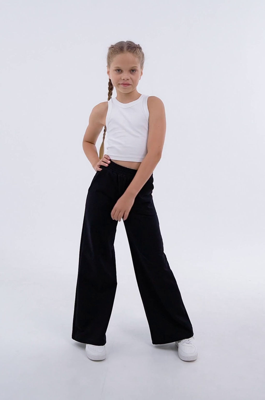 Брюки палаццо из футера двухнитки для девочки Happy Fox  фото 3