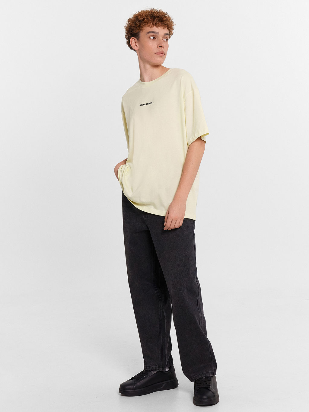 Футболка мужская желтая с надписью never ending нефрит +печать 111927 - Mark formelle фото 3