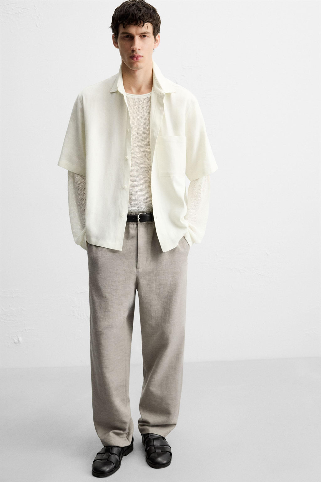 TEXTURED REGULAR FIT TROUSERS - Zara фото 6