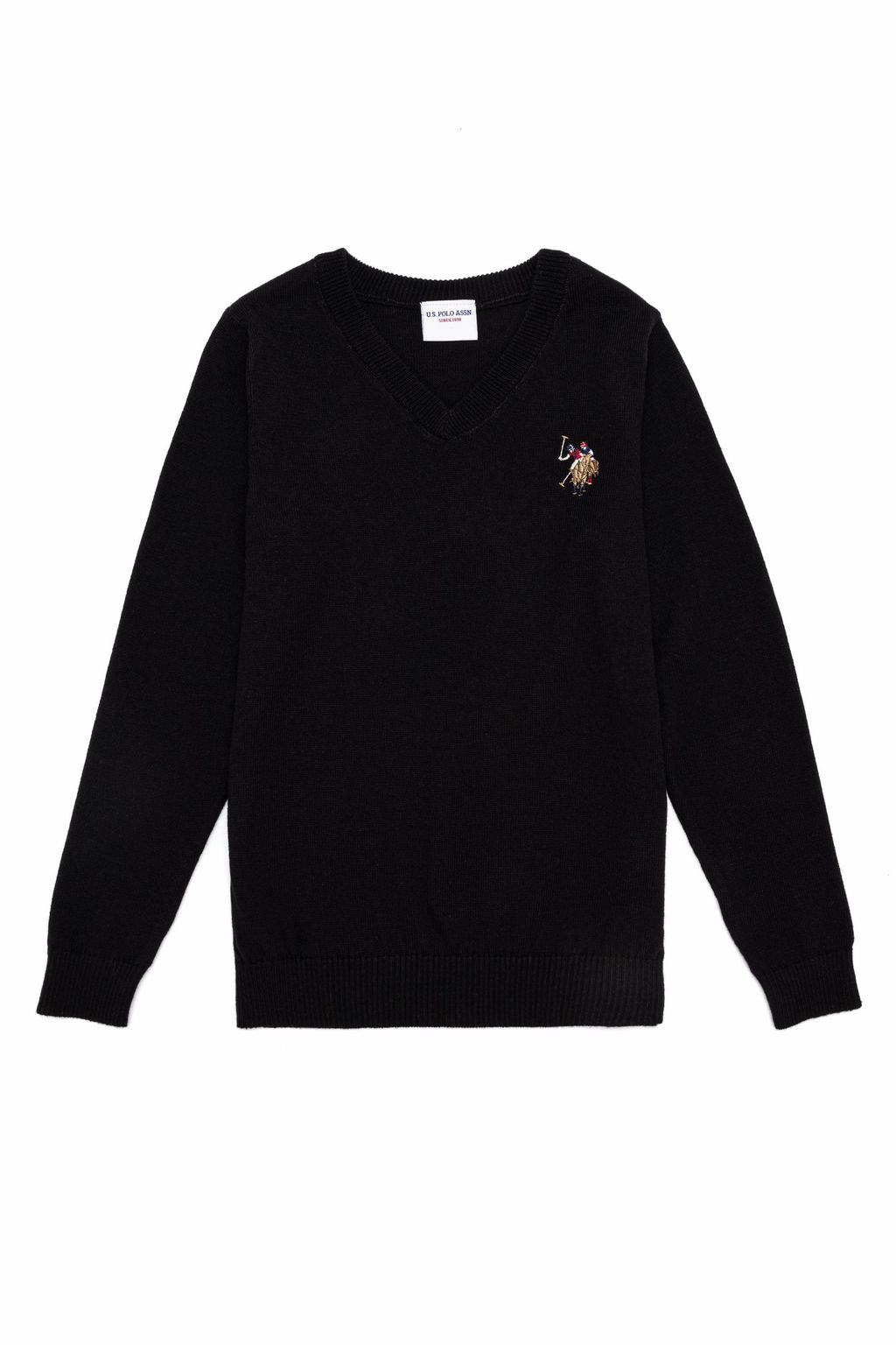 Черный трикотажный свитер с круглым вырезом для мальчика - U.s. polo assn фото 4