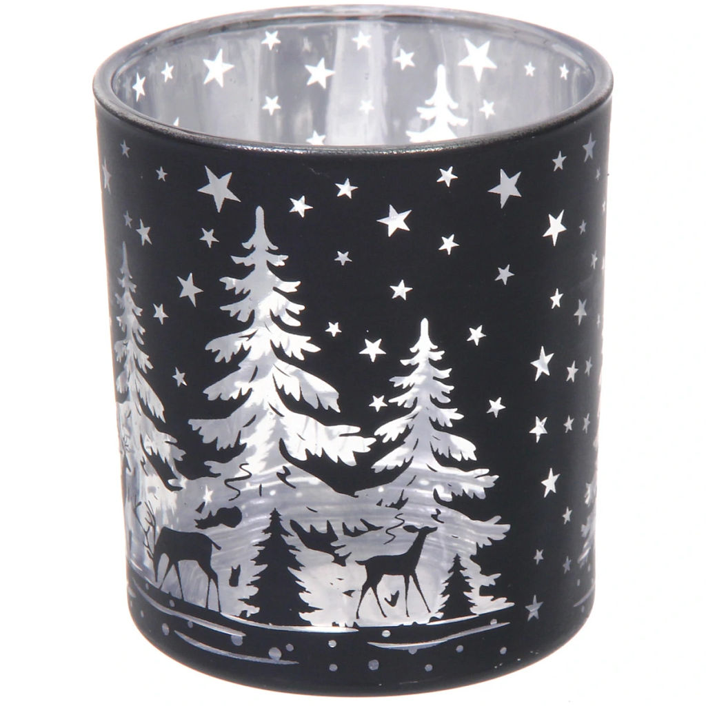 Подсвечник "Снежный лес" 7*7,8 см, Черный