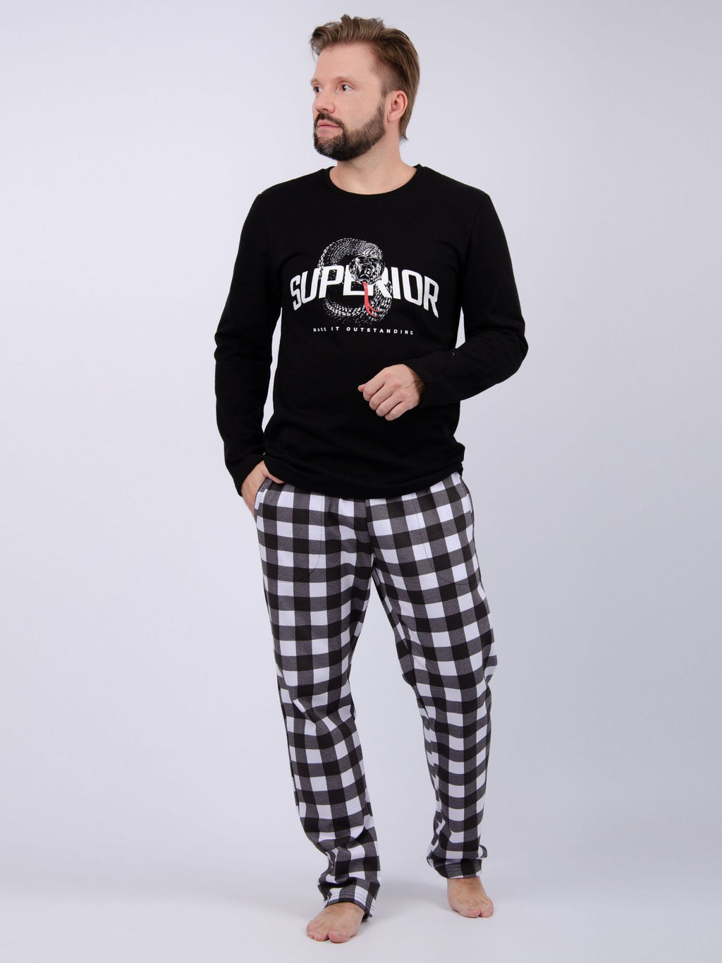 Пижама Превосходство, футер начес - Малина фото 3