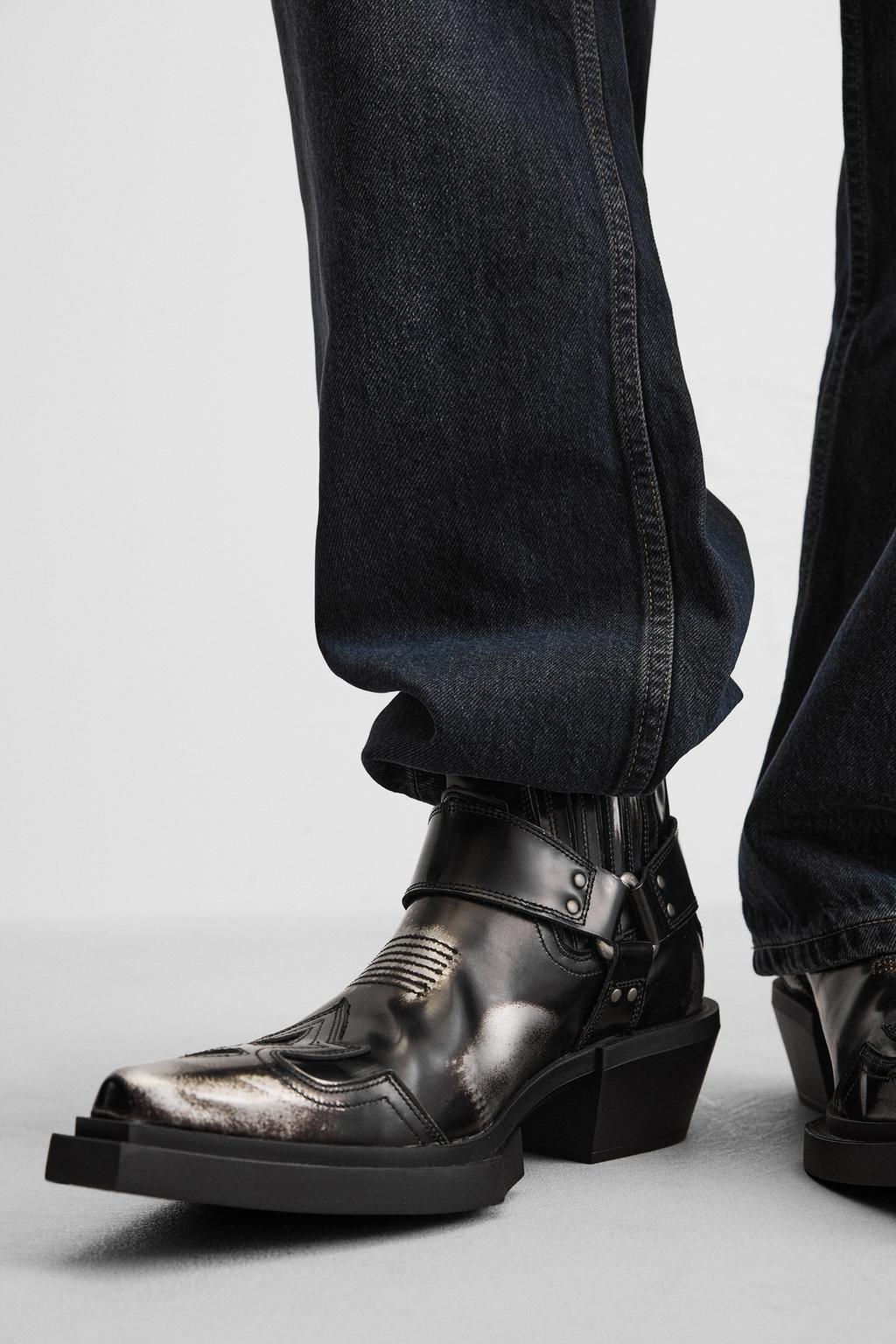 LEATHER COWBOY BOOTS - Zara фото 4