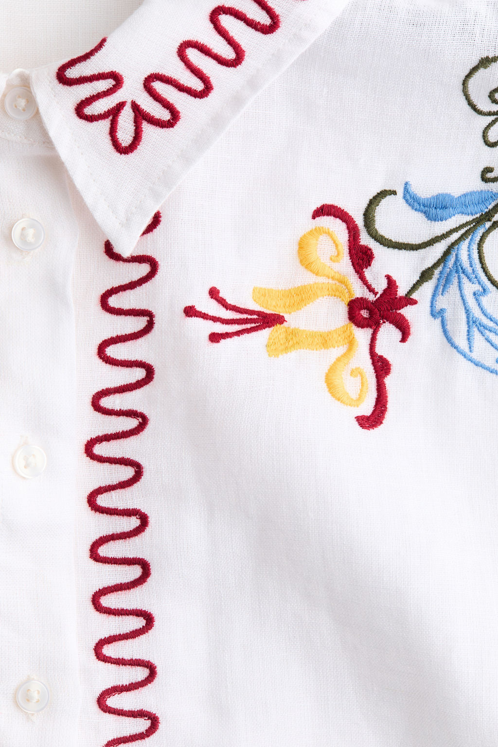 Camisa playera de lino con motivos bordados - H&m фото 5