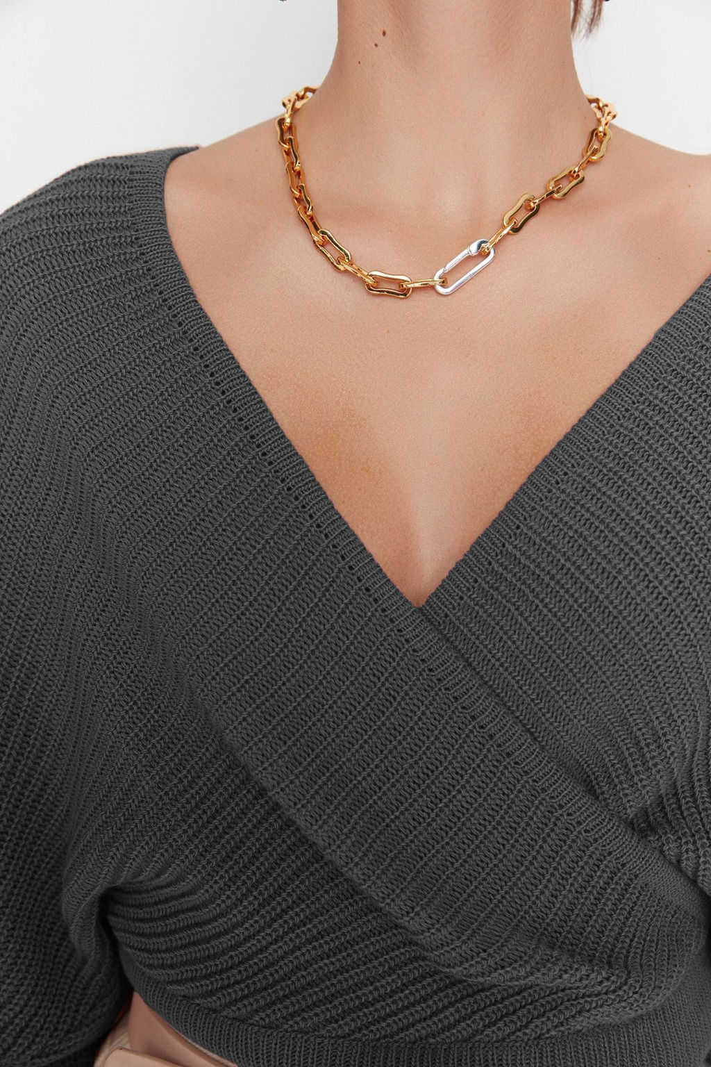 Antrasit Kruvaze Triko Kazak TWOAW21KZ1277