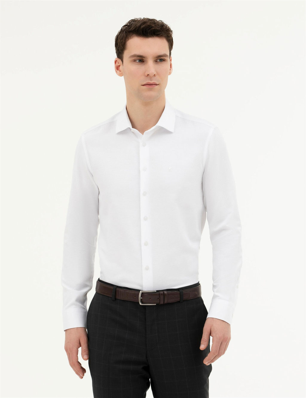 Beyaz Slim Fit Uzun Kollu G_mlek