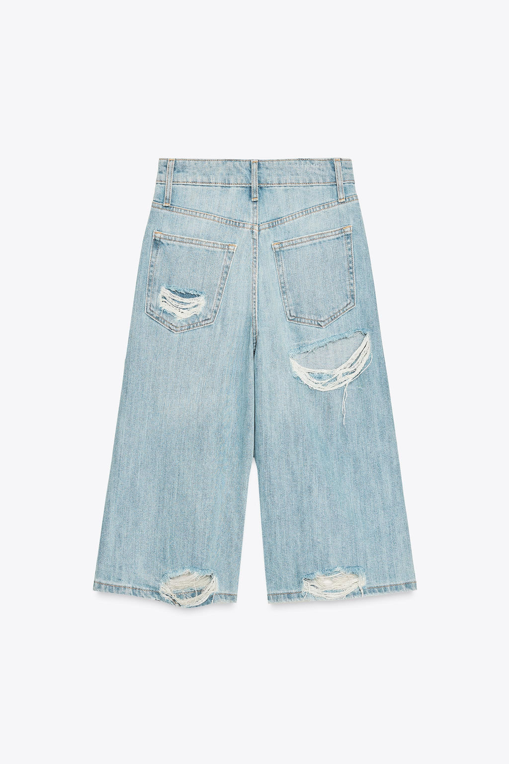 LOW-RISE RIPPED TRF DENIM JORTS BERMUDA SHORTS - Zara фото 8