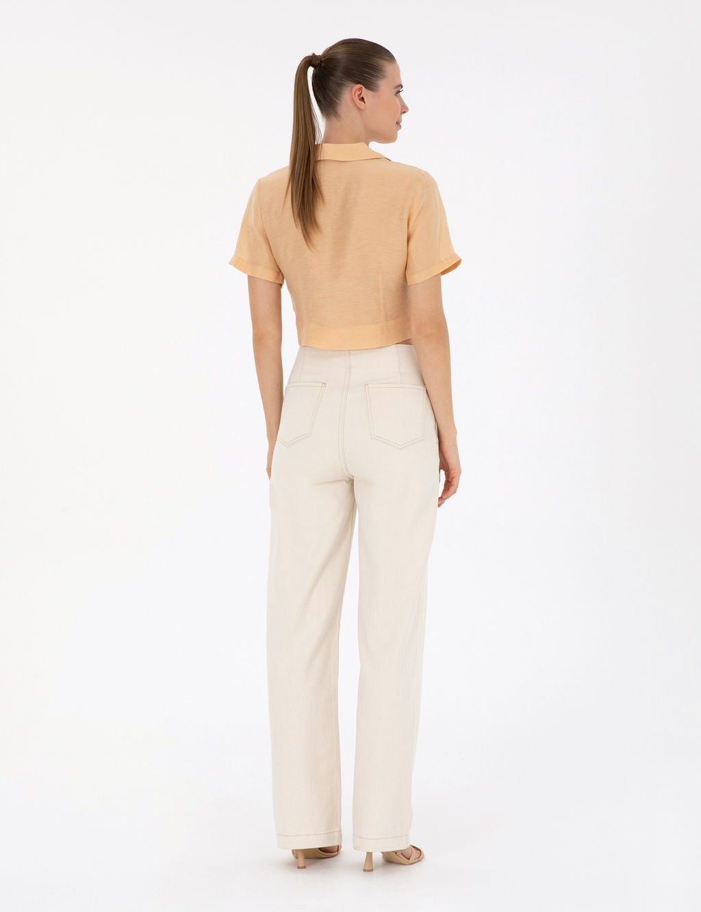 Krem Flare H_gh Waist Pantolon