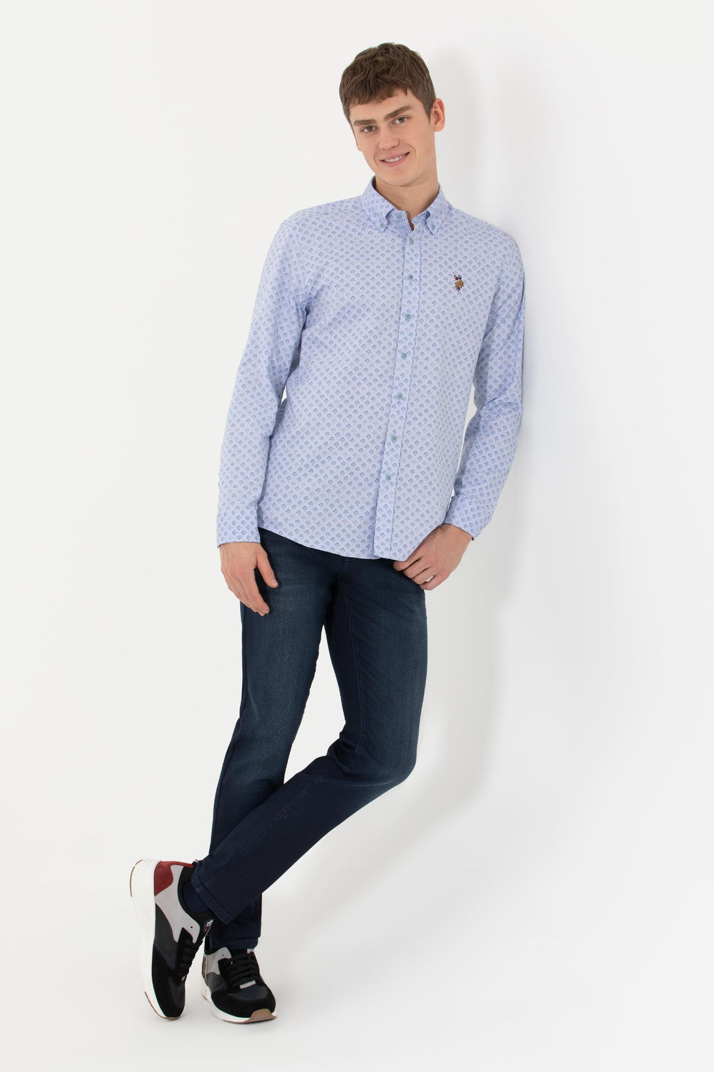 Мужская синяя рубашка с длинным рукавом - U.s. polo assn фото 4