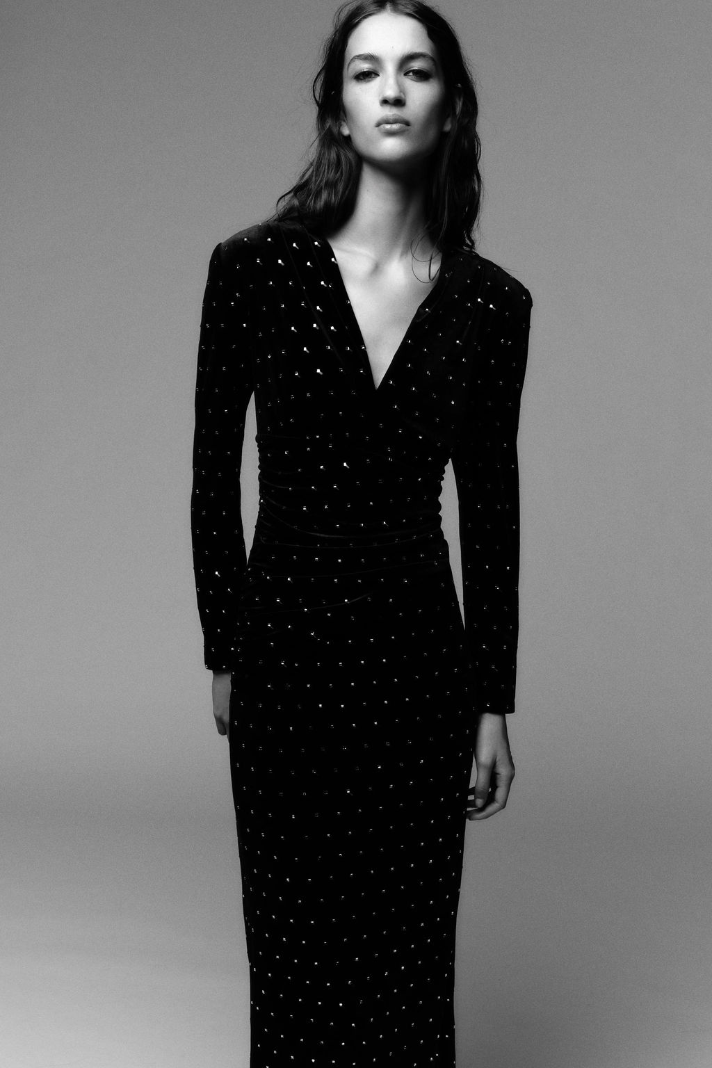 SPARKLY VELVET MIDI DRESS - Zara фото 2