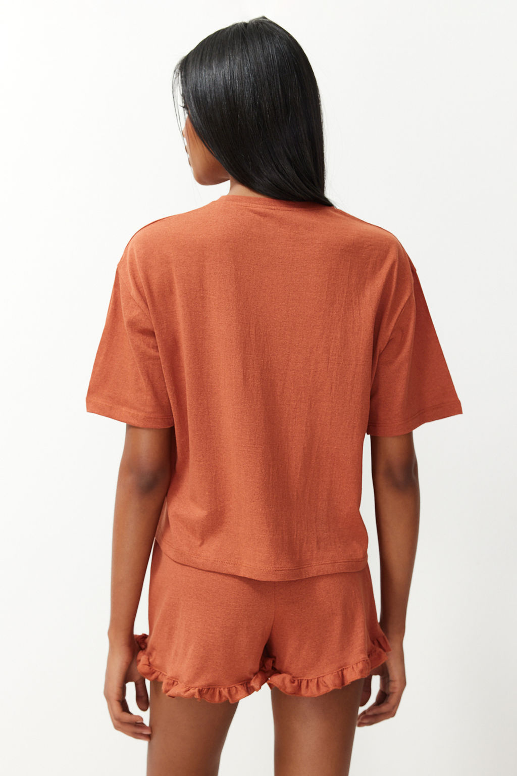 Trendyolmilla Pembe F?rf?rl? Bask?l? Sortlu Orme Pijama Tak?m? THMSS22PT0422  фото 34