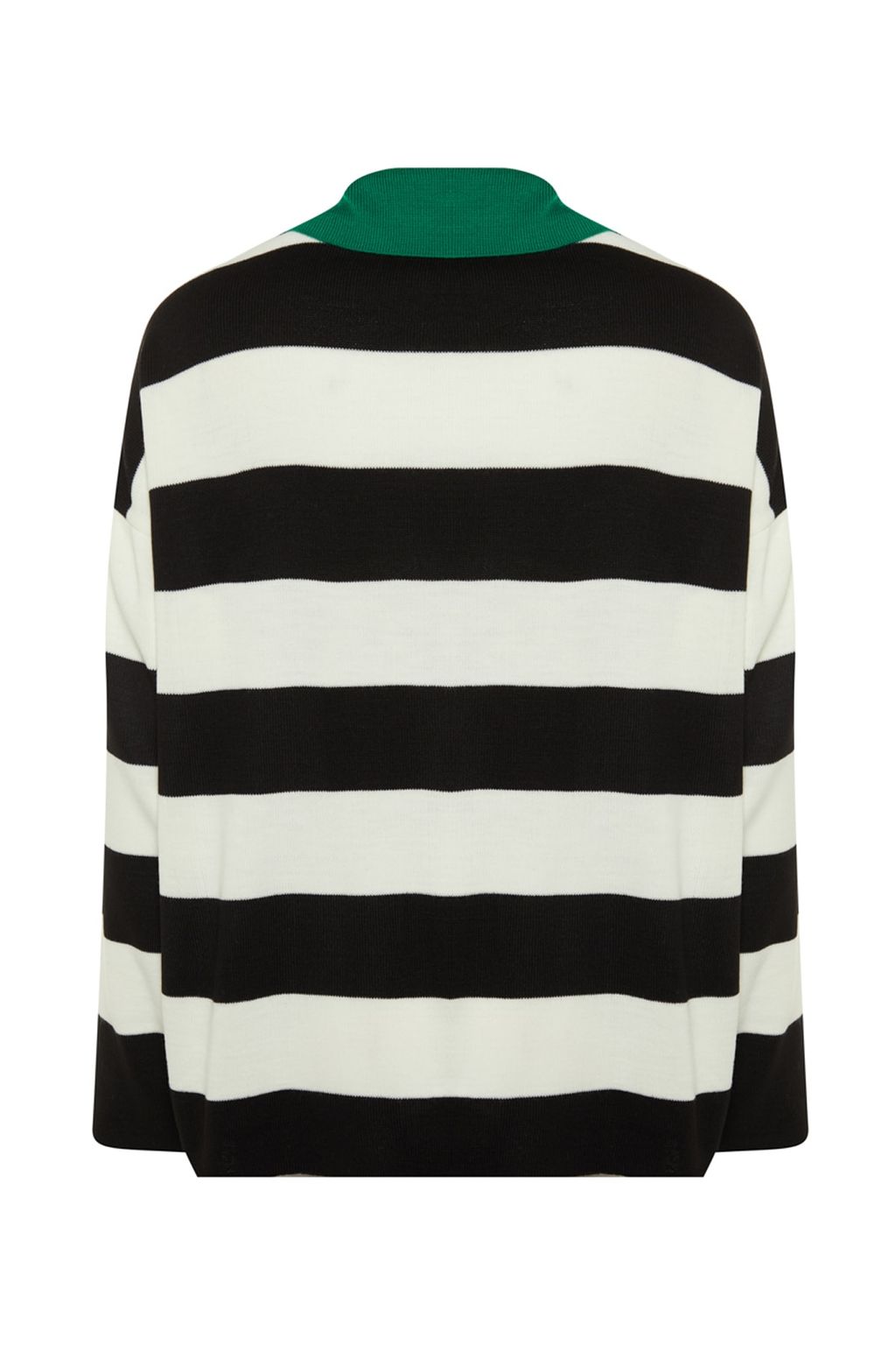 Yesil Genis Kal?p Cizgili Triko Kazak TWOAW23KZ00008 - Trendyolmilla фото 6