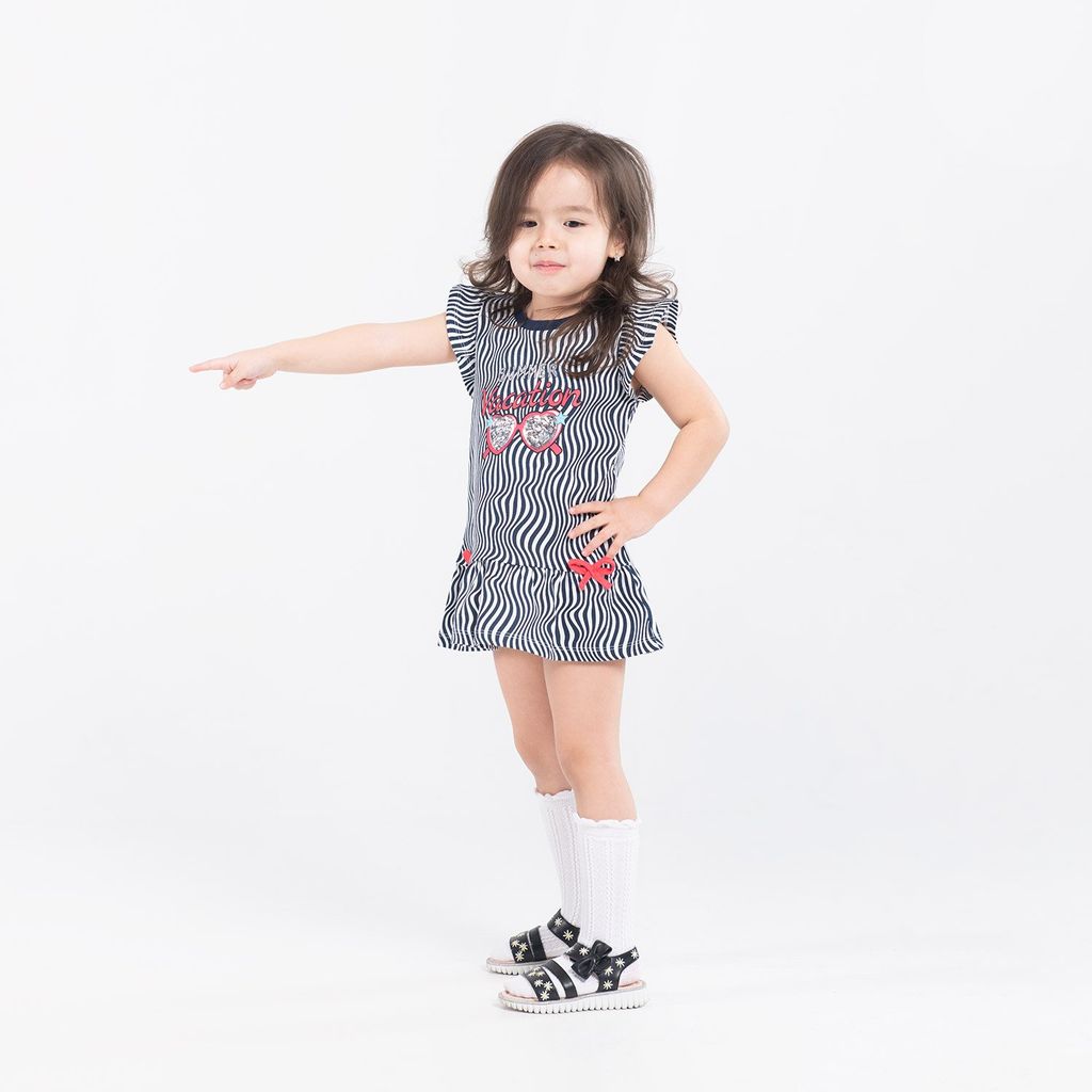 CRB wear/CSKG 62701-41-273 Платье модель туника для девочки, темно-синий/Ex.Cherubino  фото 4