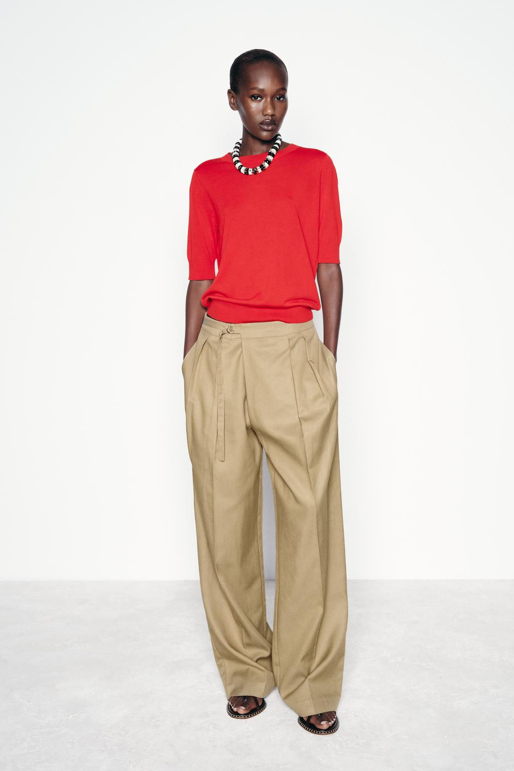 BASIC PLAIN KNIT SHORT SLEEVE TOP - Zara фото 7