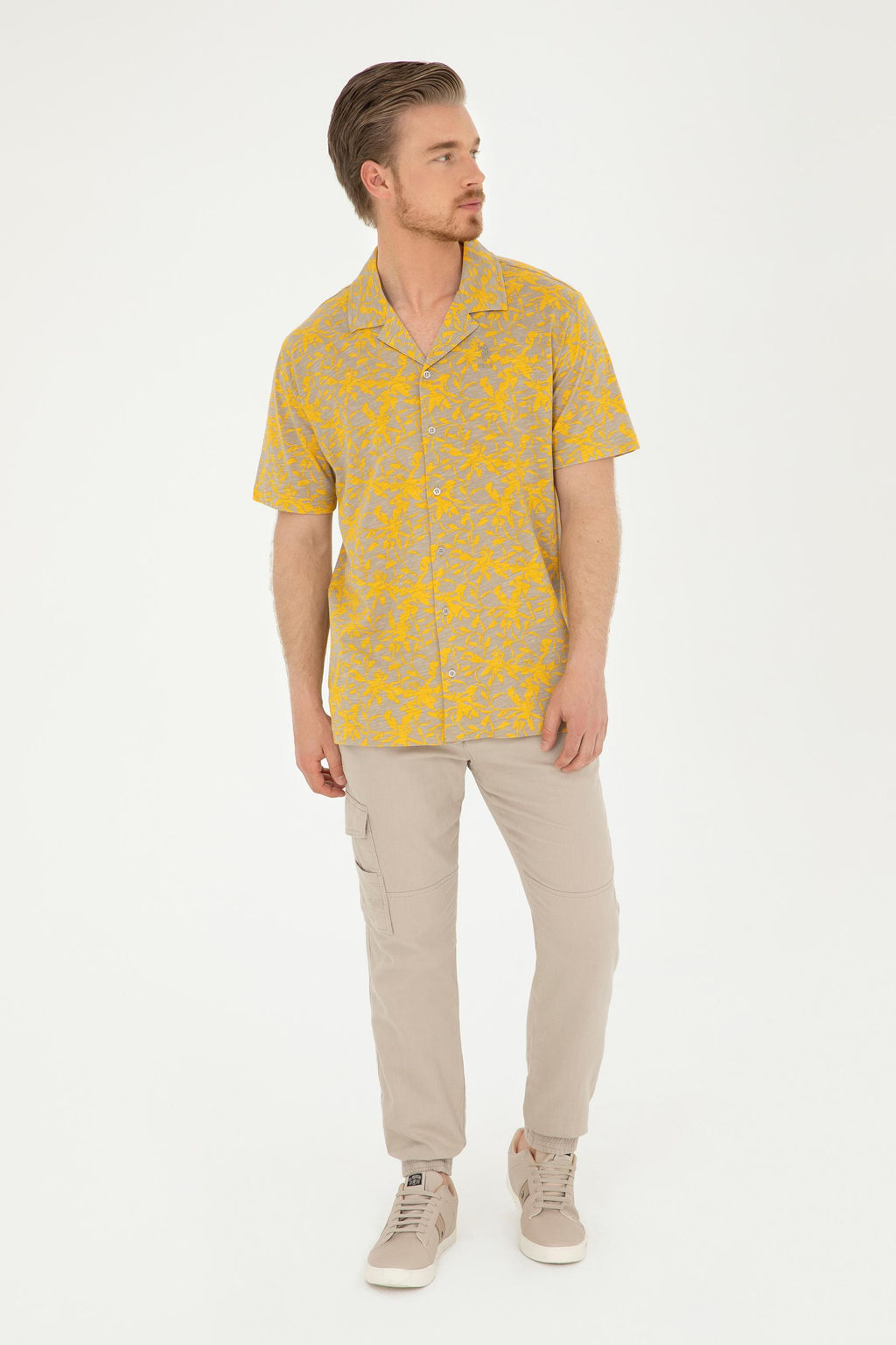 Erkek Jogger Fit Bej Kanvas Pantolon
