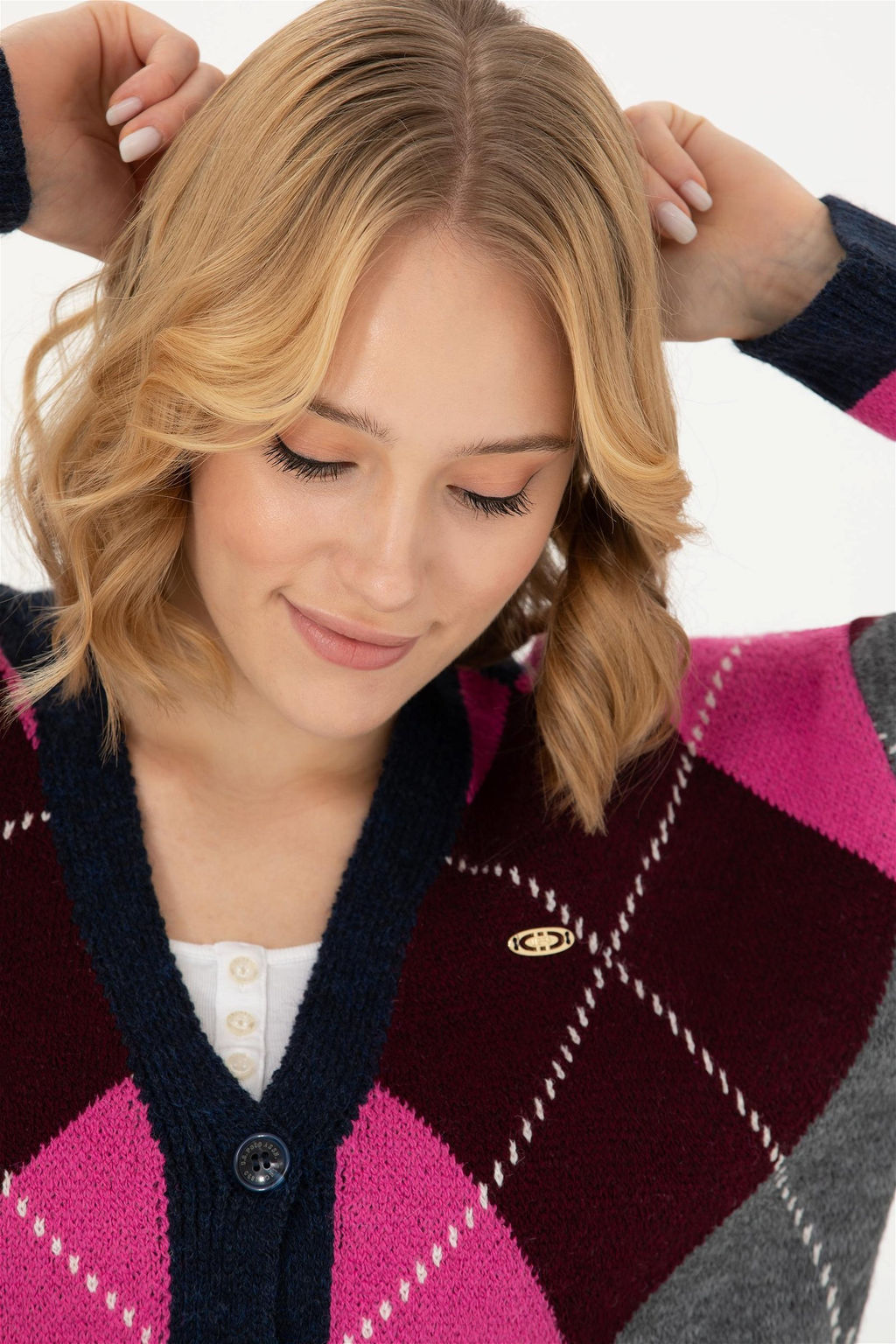 Женский темно-синий трикотажный кардиган с v-образным вырезом Неожиданная скидка в корзине - U.s. polo assn фото 2