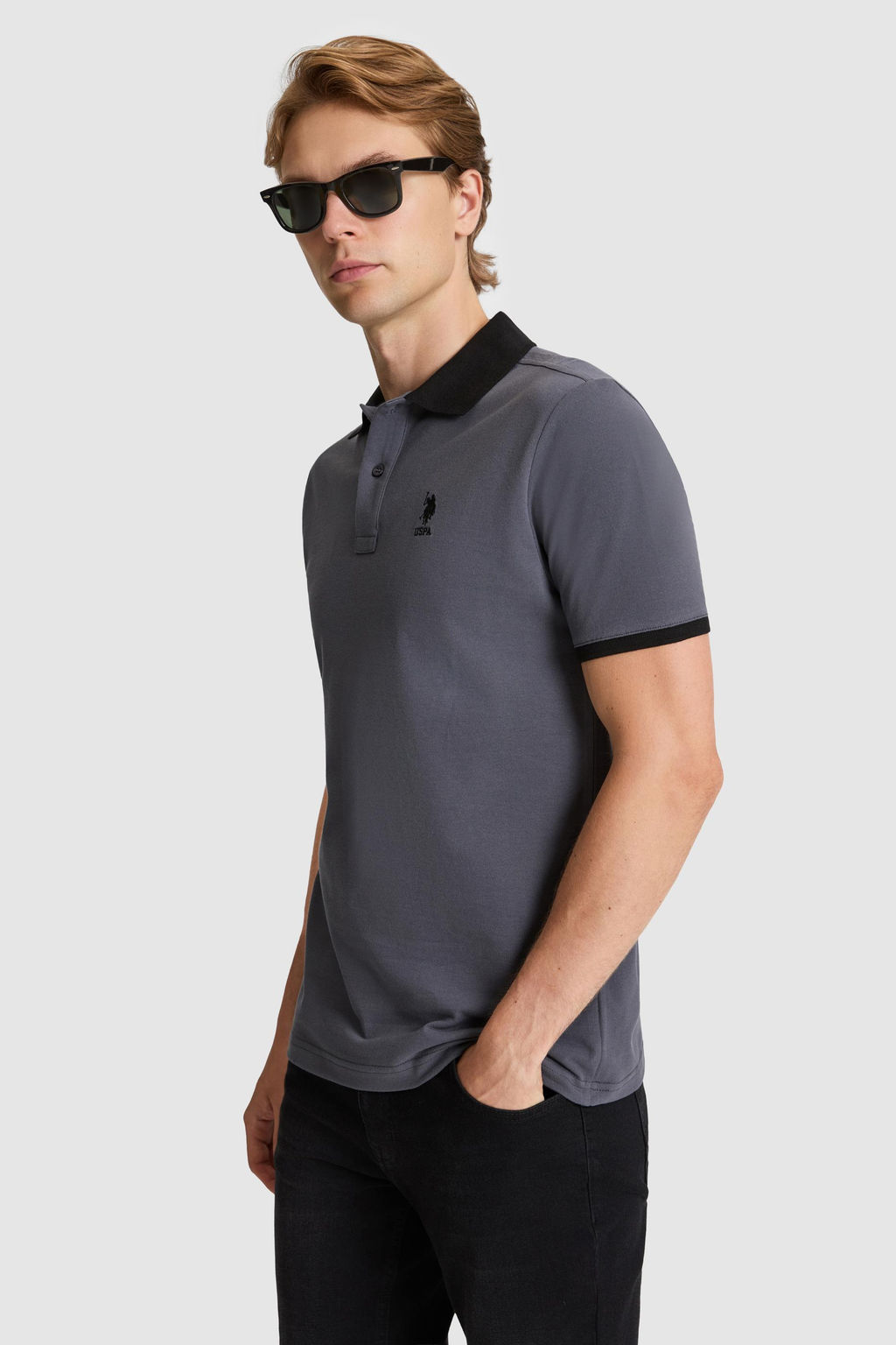 Erkek Antrasit Regular Fit Polo Yaka Basic Ti__rt - U.s. polo assn фото 3