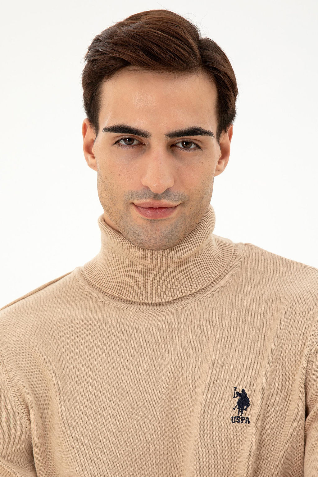 Мужской базовый свитер песочного меланжа Неожиданная скидка в корзине