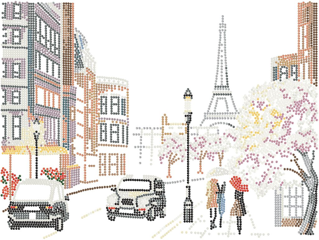 Кристальная (алмазная) мозаика ФРЕЯ ALPD-004 на подрамнике Дождь в Париже 40 х 30 см